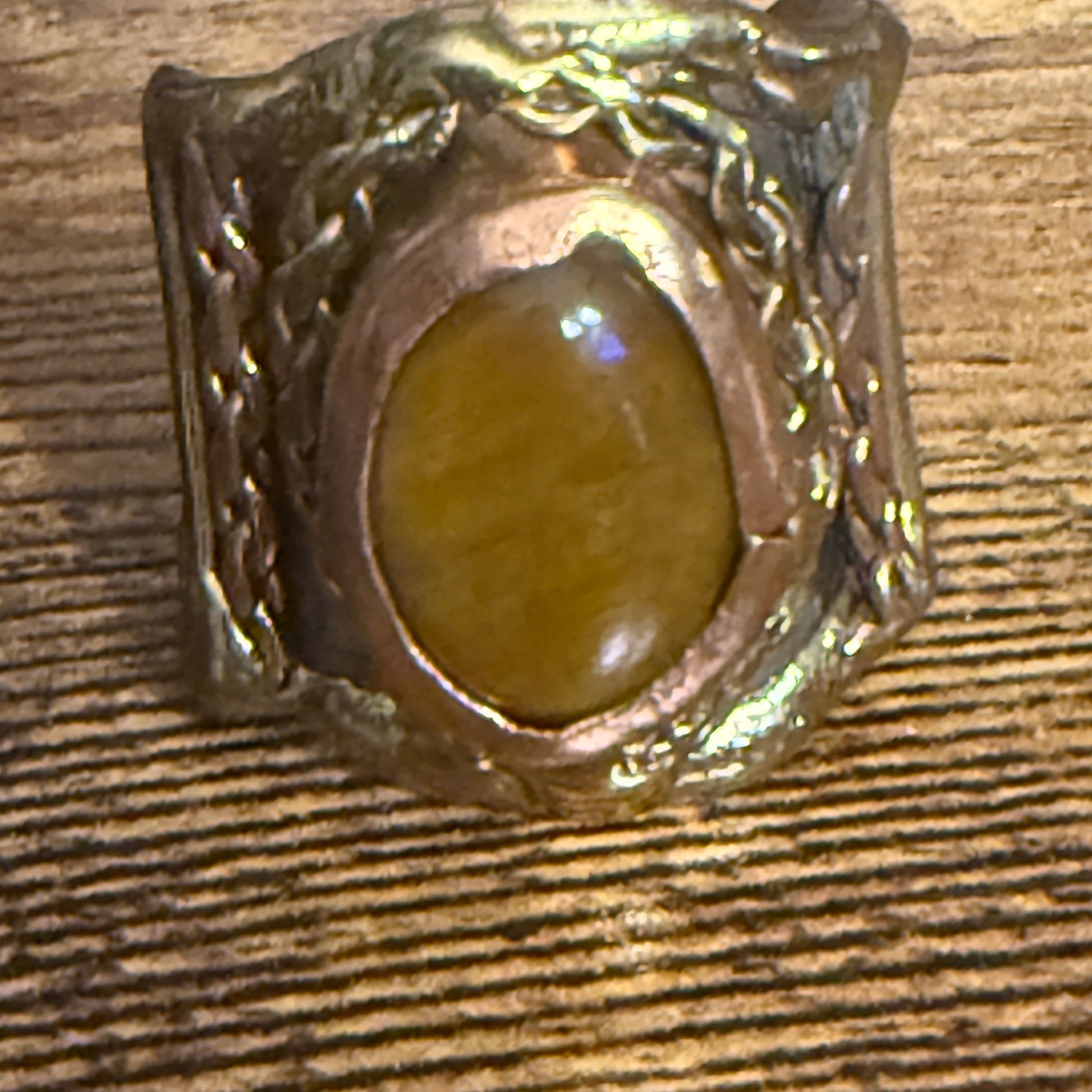 Handcrafted Tiger Eye Gemstone Adjustable Ring With Mixed Metals Silver Elegant