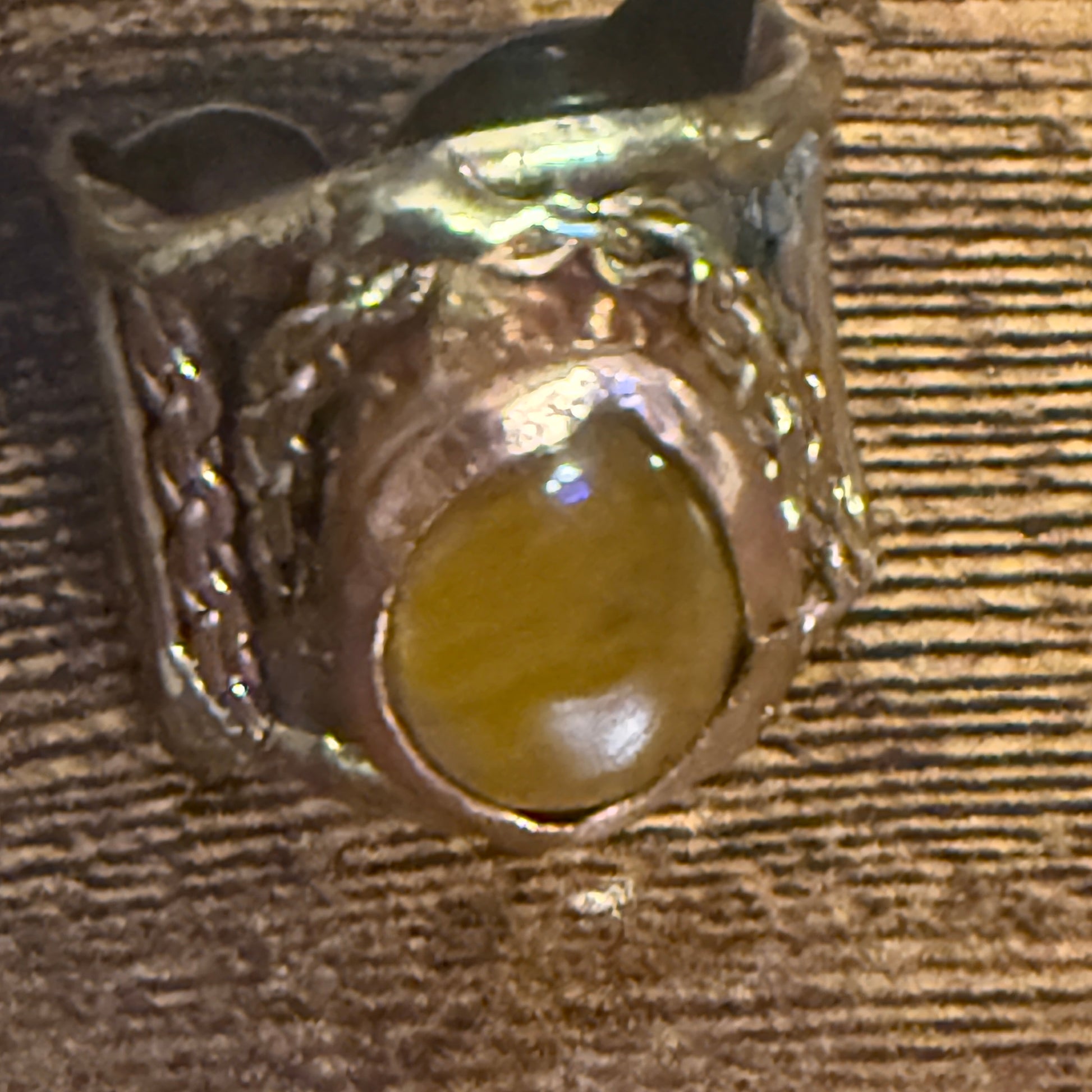 Handcrafted Tiger Eye Gemstone Adjustable Ring With Mixed Metals Silver Elegant