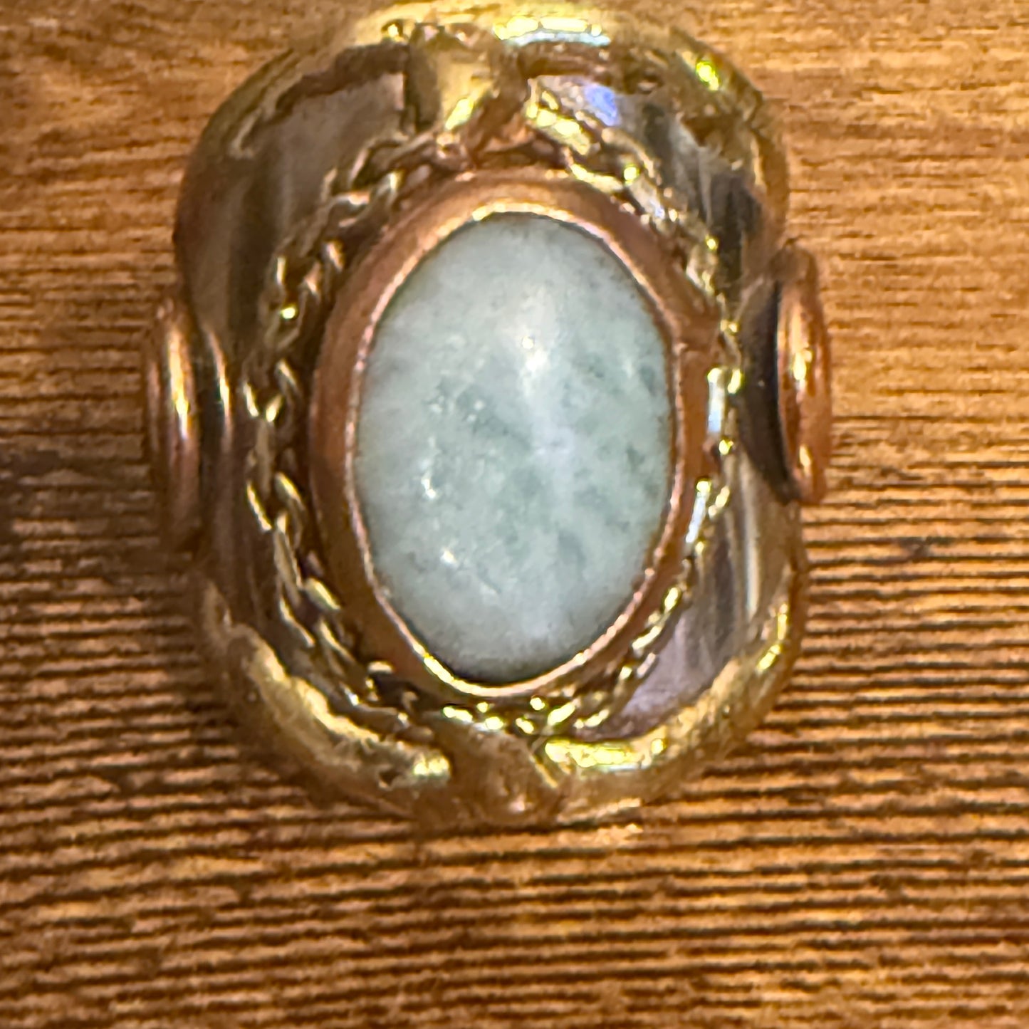 Handcrafted Green Apatite Natural Gemstone Adjustable Ring Mixed Metals Silver Elegant