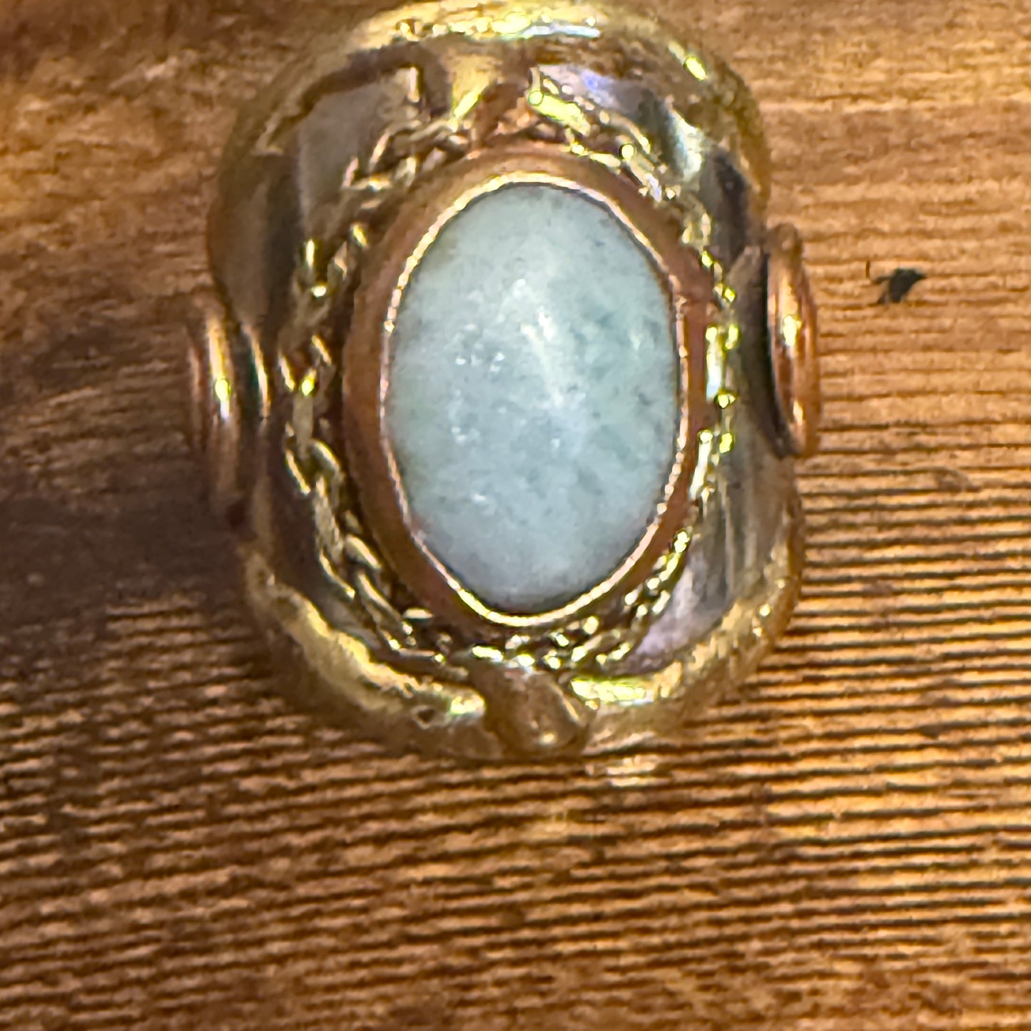 Handcrafted Green Apatite Natural Gemstone Adjustable Ring Mixed Metals Silver Elegant