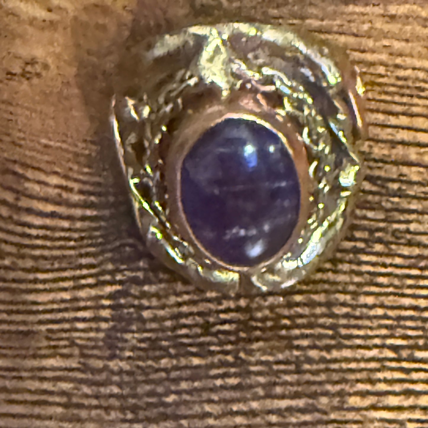 Handcrafted Purple Amethyst Natural Gemstone Adjustable Ring With Mixed Metals Silver Elegant