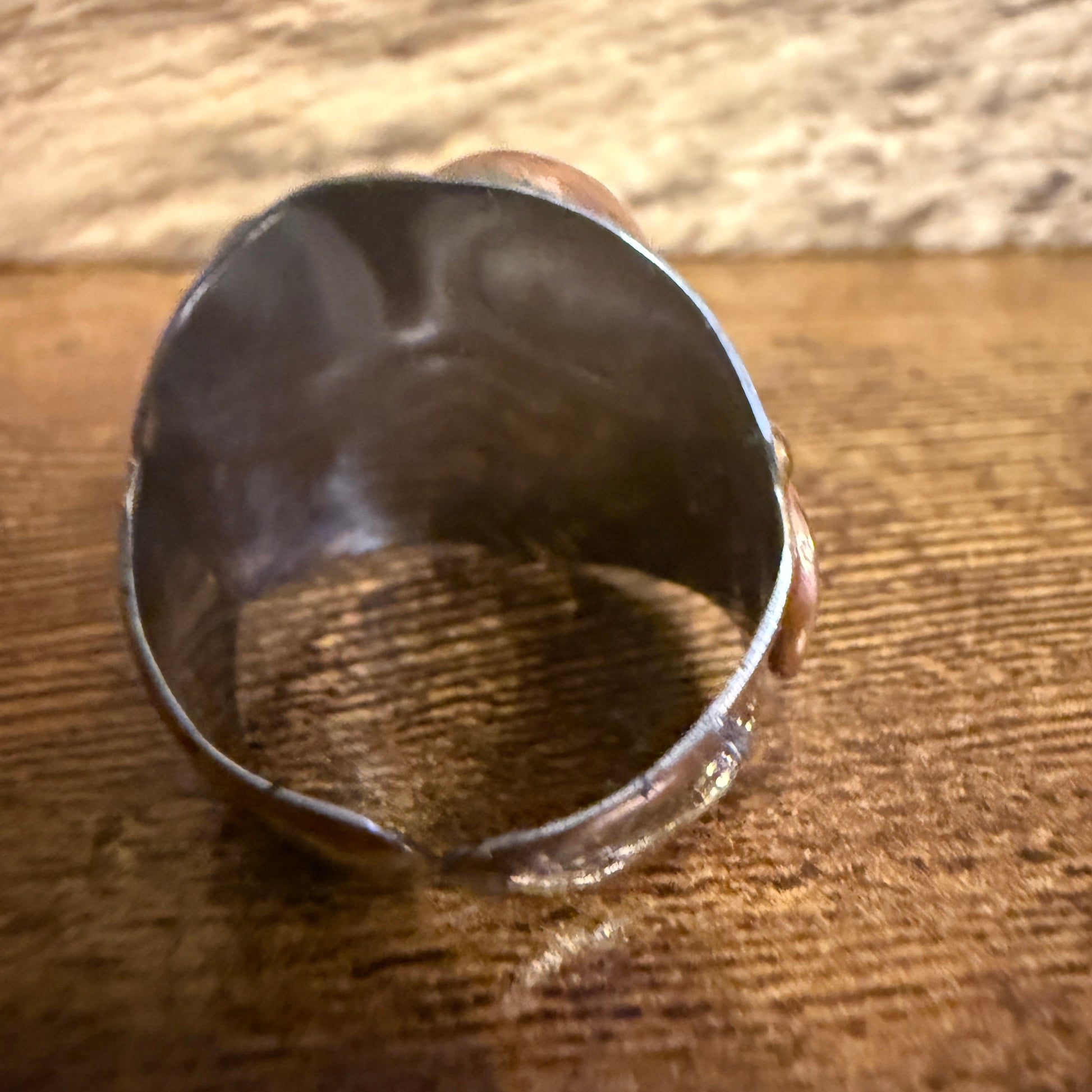 Handcrafted Moonstone Ring Adjustable Natural Gemstone Mixed Metals Silver Elegant