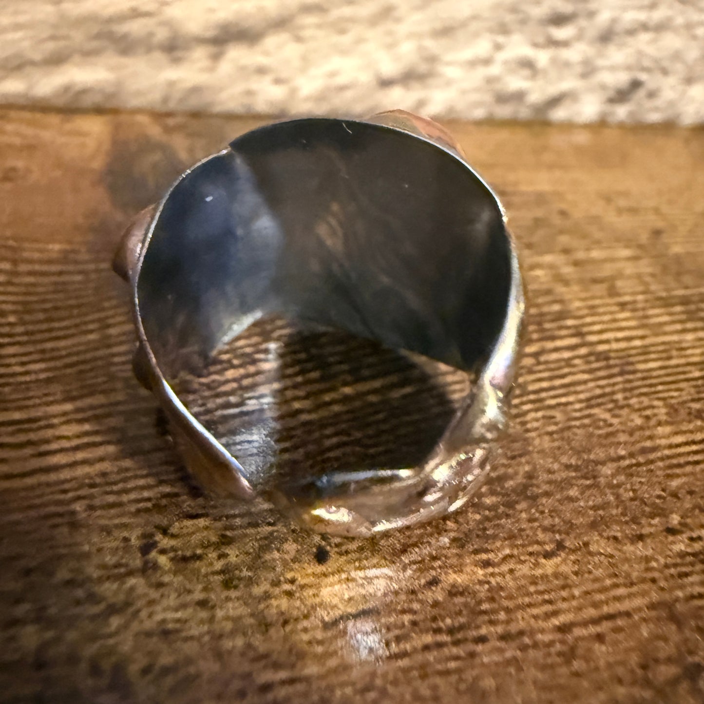 Handcrafted Pink Rose Quartz Ring With Adjustable Mixed Metals Silver Elegant