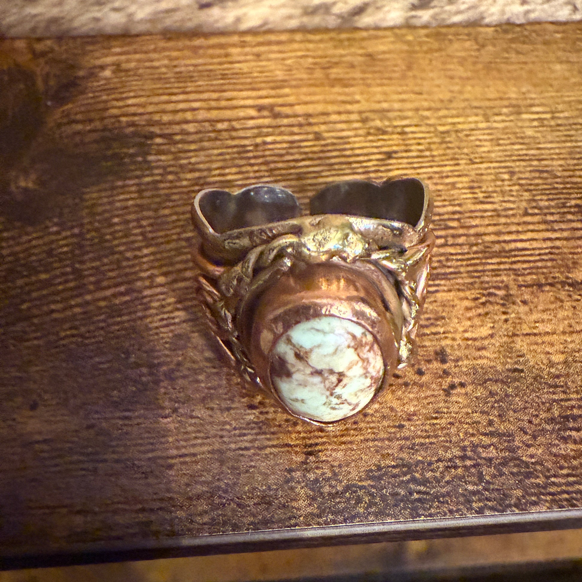 Handcrafted Lemon Chrysoprase Gemstone Adjustable Ring in Mixed Metals Silver Elegant
