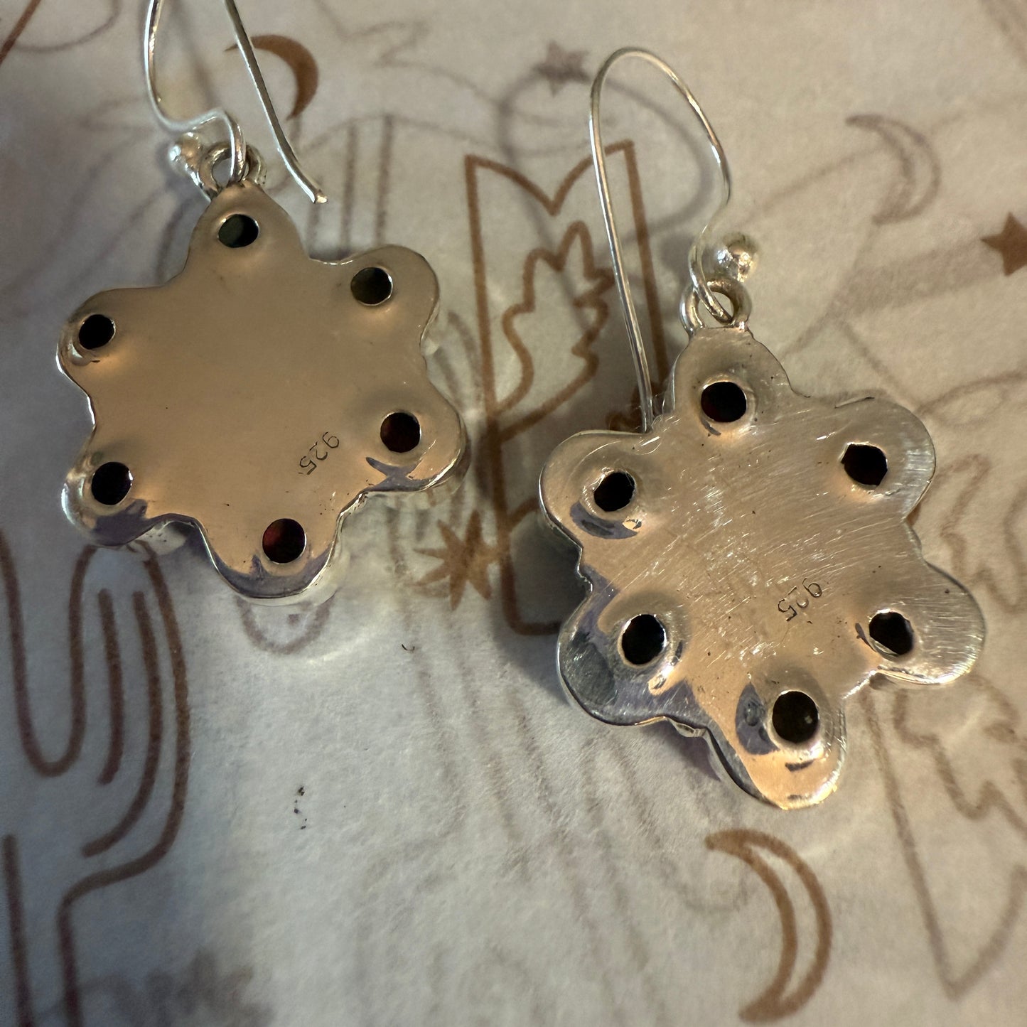 Cotton Candy Turquoise Dahlia Cluster Earrings Handmade 925 Sterling Silver Silver Elegant