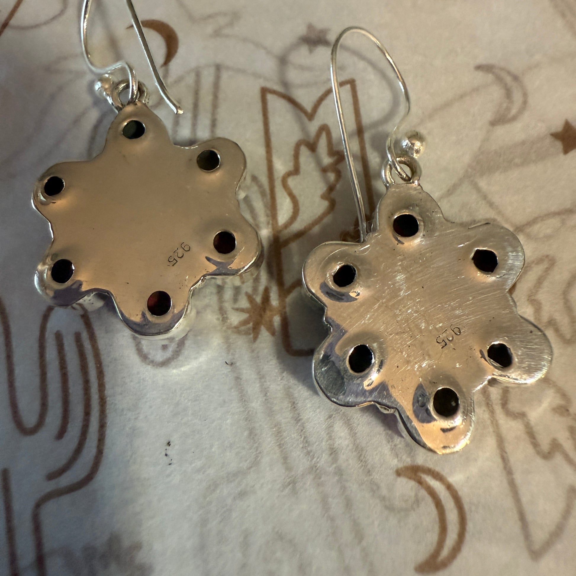 Cotton Candy Turquoise Dahlia Cluster Earrings Handmade 925 Sterling Silver Silver Elegant