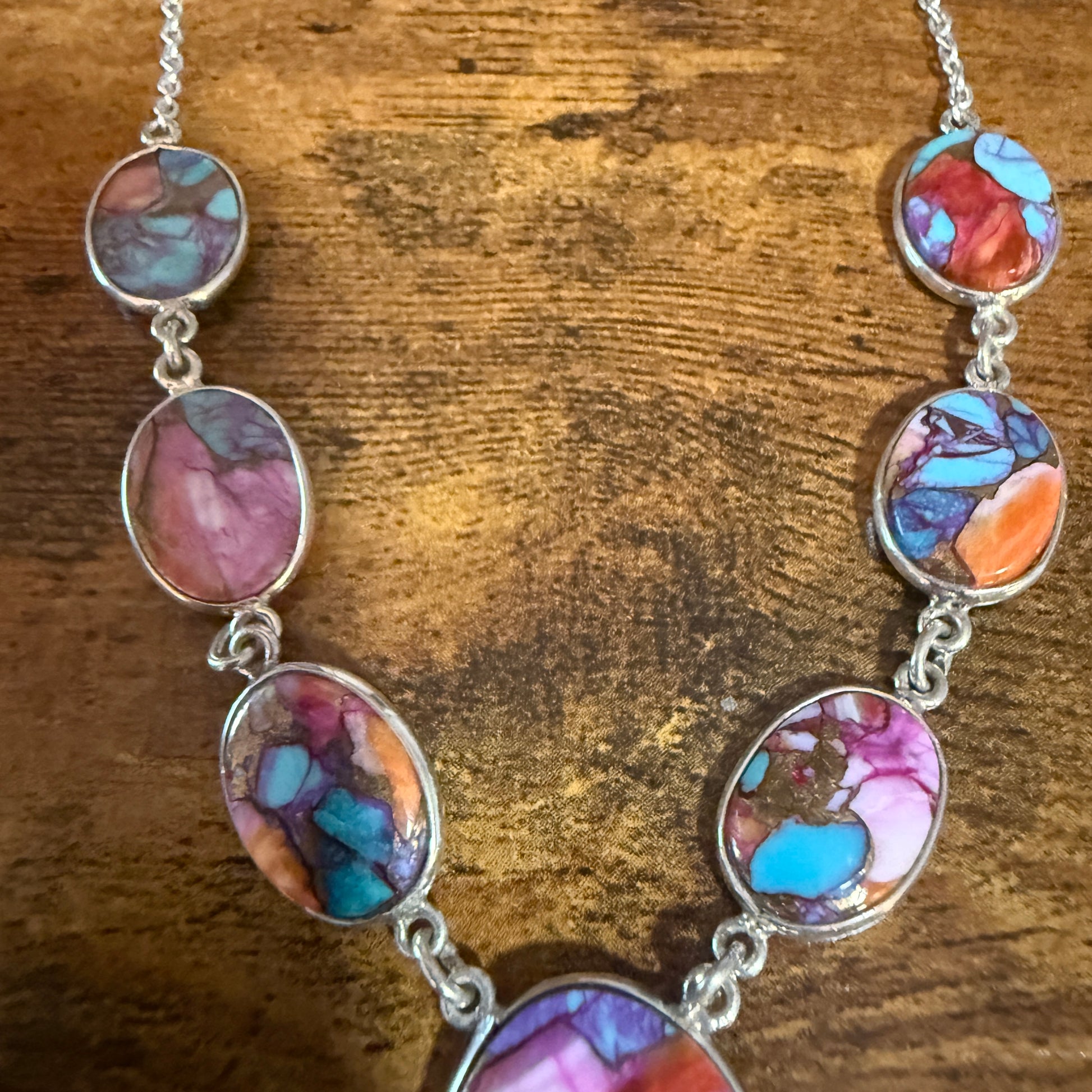 Kingman Orange Dahlia Turquoise Sterling Silver Necklace 16.5 To 20 Inches 925 Silver Elegant