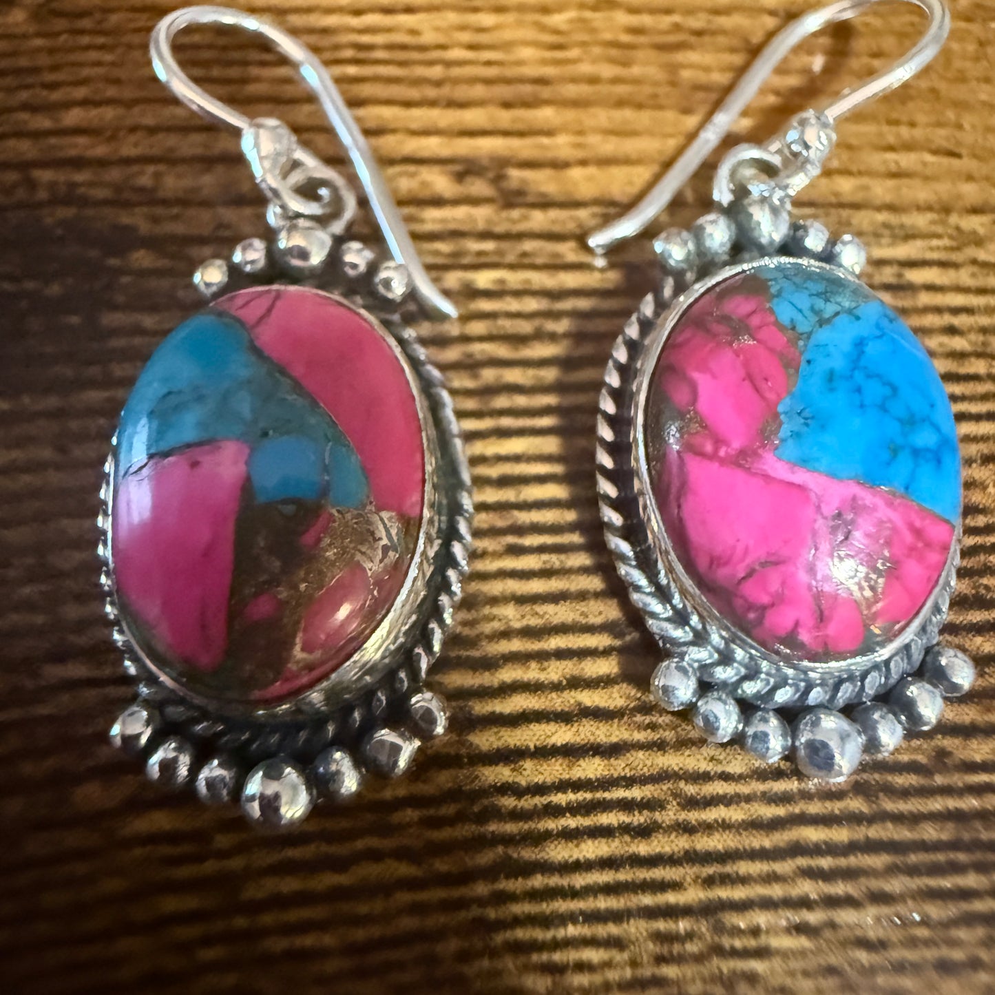 Cotton Candy Dahlia Turquoise Earrings 925 Sterling Silver Handmade Jewelry Silver Elegant