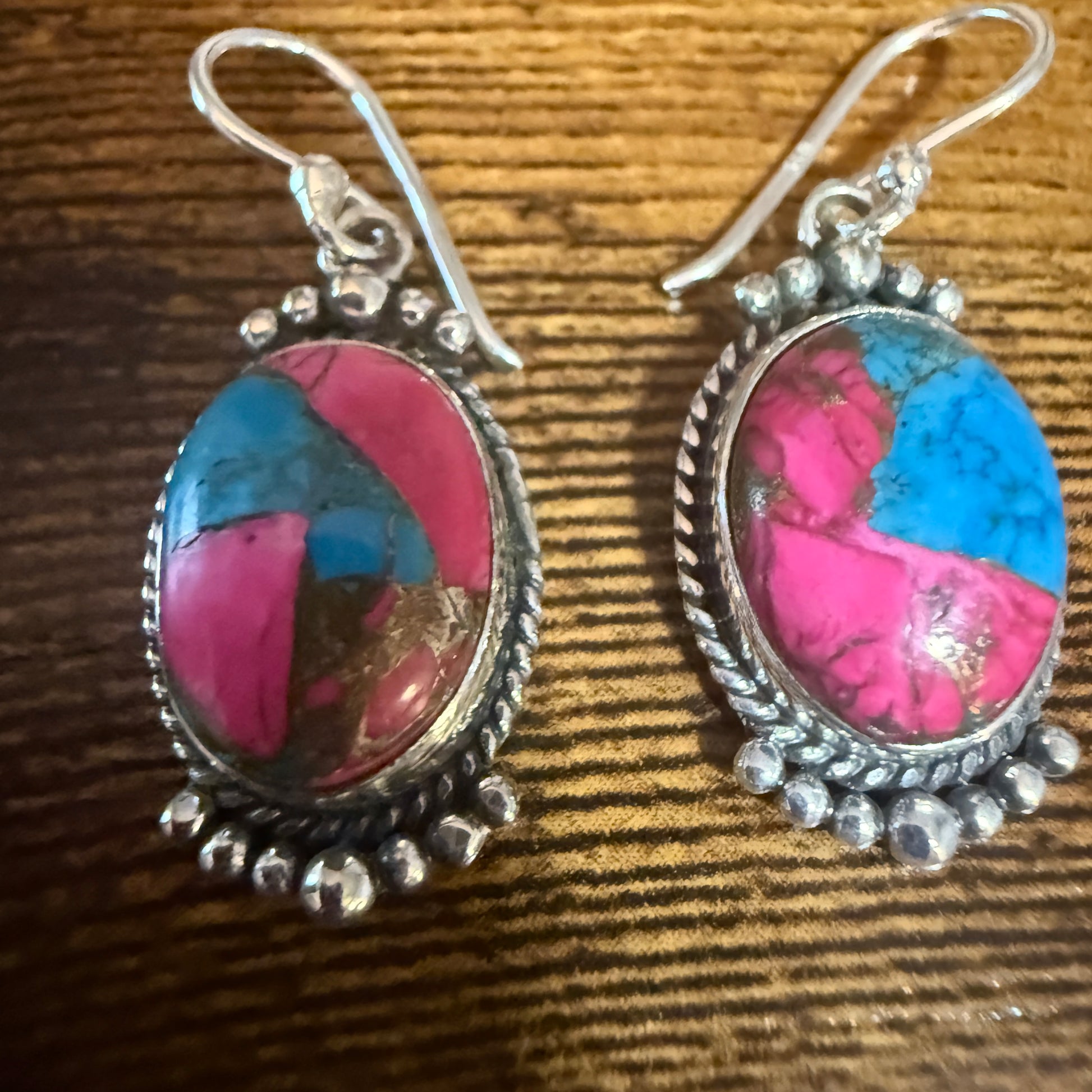 Cotton Candy Dahlia Turquoise Earrings 925 Sterling Silver Handmade Jewelry Silver Elegant