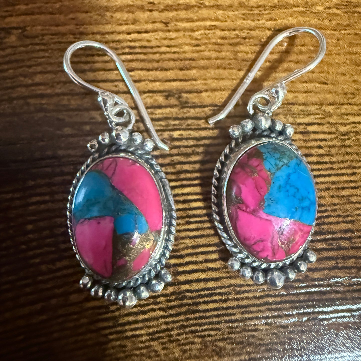 Cotton Candy Dahlia Turquoise Earrings 925 Sterling Silver Handmade Jewelry Silver Elegant