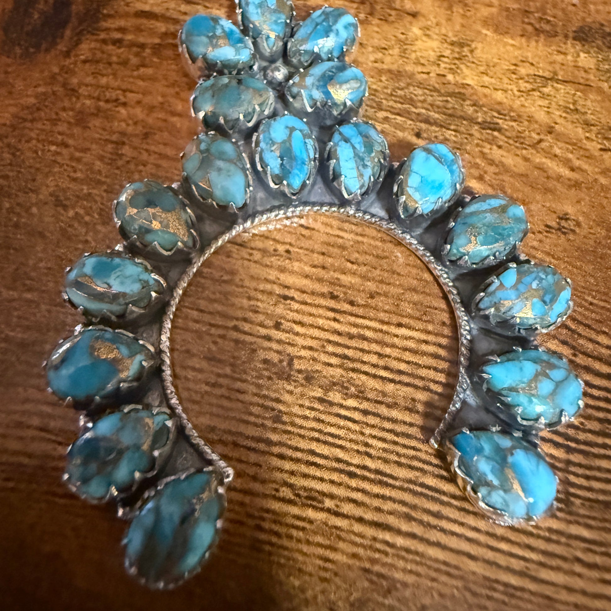 Blue Copper Turquoise Dalhia Pendant Necklace in 925 Sterling Silver Silver Elegant