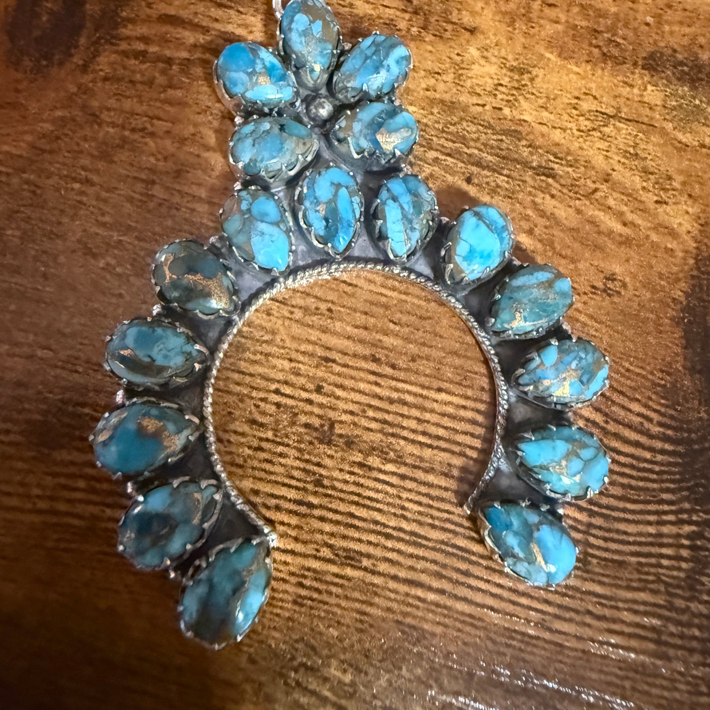 Blue Copper Turquoise Dalhia Pendant Necklace in 925 Sterling Silver Silver Elegant