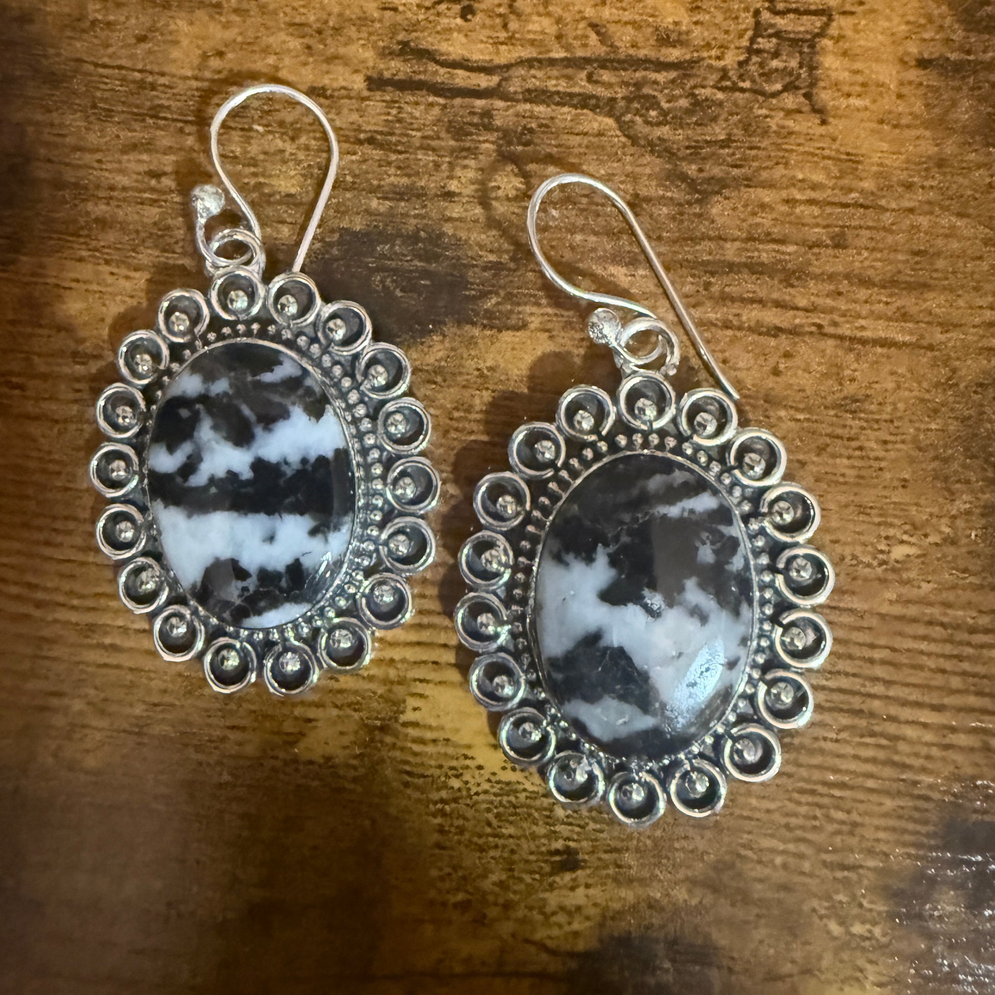 White Buffalo Turquoise Dahlia Stone Drop Lace Earrings 925 Sterling Silver Silver Elegant