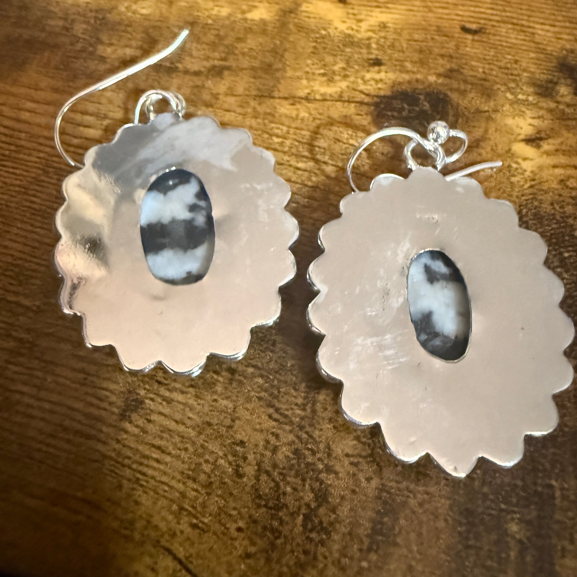 White Buffalo Turquoise Dahlia Stone Drop Lace Earrings 925 Sterling Silver Silver Elegant