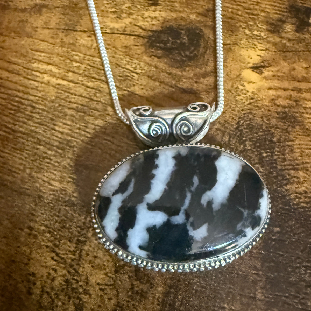 White Buffalo Turquoise Pendant Necklace In Sterling Silver 18 Inch Chain Silver Elegant