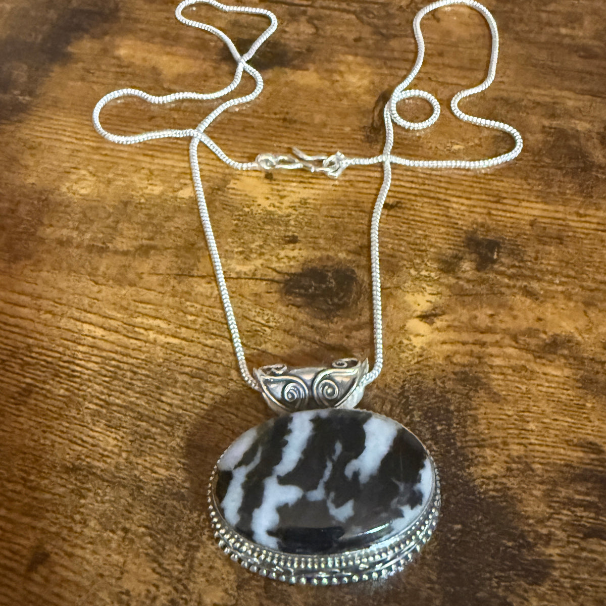 White Buffalo Turquoise Pendant Necklace In Sterling Silver 18 Inch Chain Silver Elegant