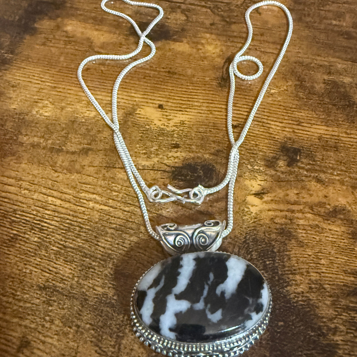 White Buffalo Turquoise Pendant Necklace In Sterling Silver 18 Inch Chain Silver Elegant
