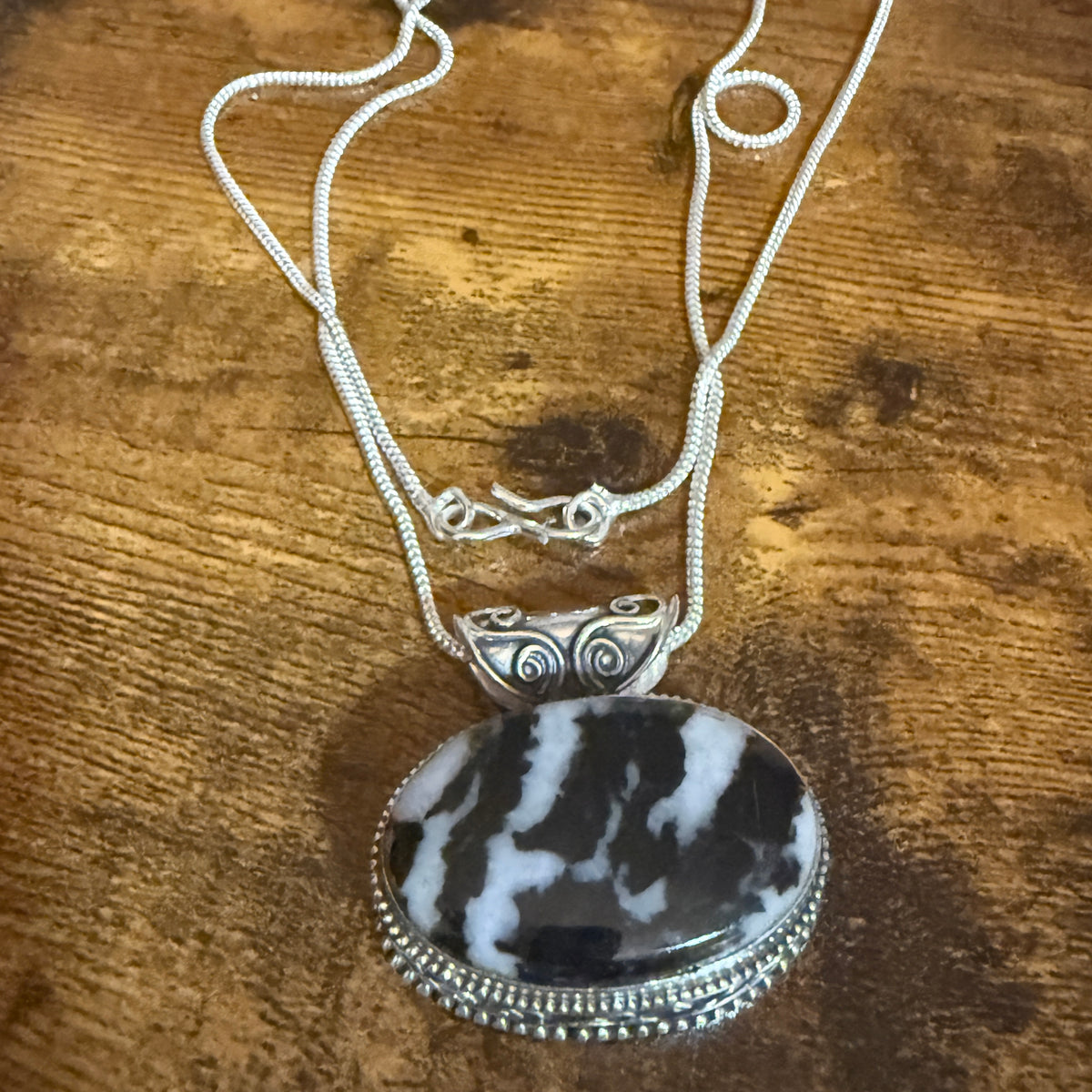 White Buffalo Turquoise Pendant Necklace In Sterling Silver 18 Inch Chain Silver Elegant