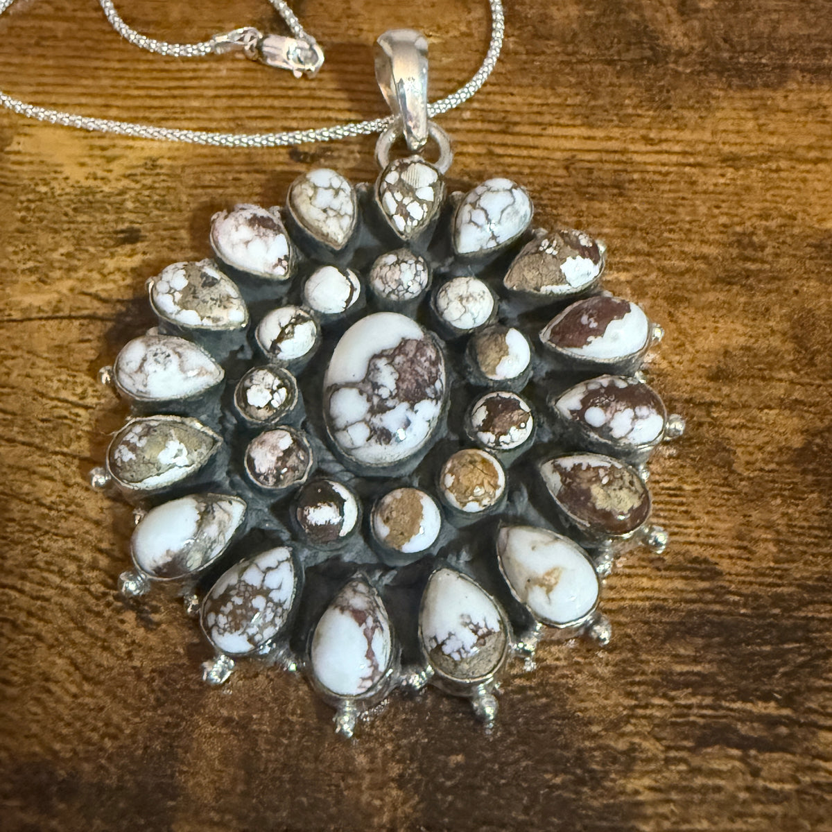 Southwestern Wild Horse Jasper Navajo Sterling Silver Pendant Necklace Silver Elegant