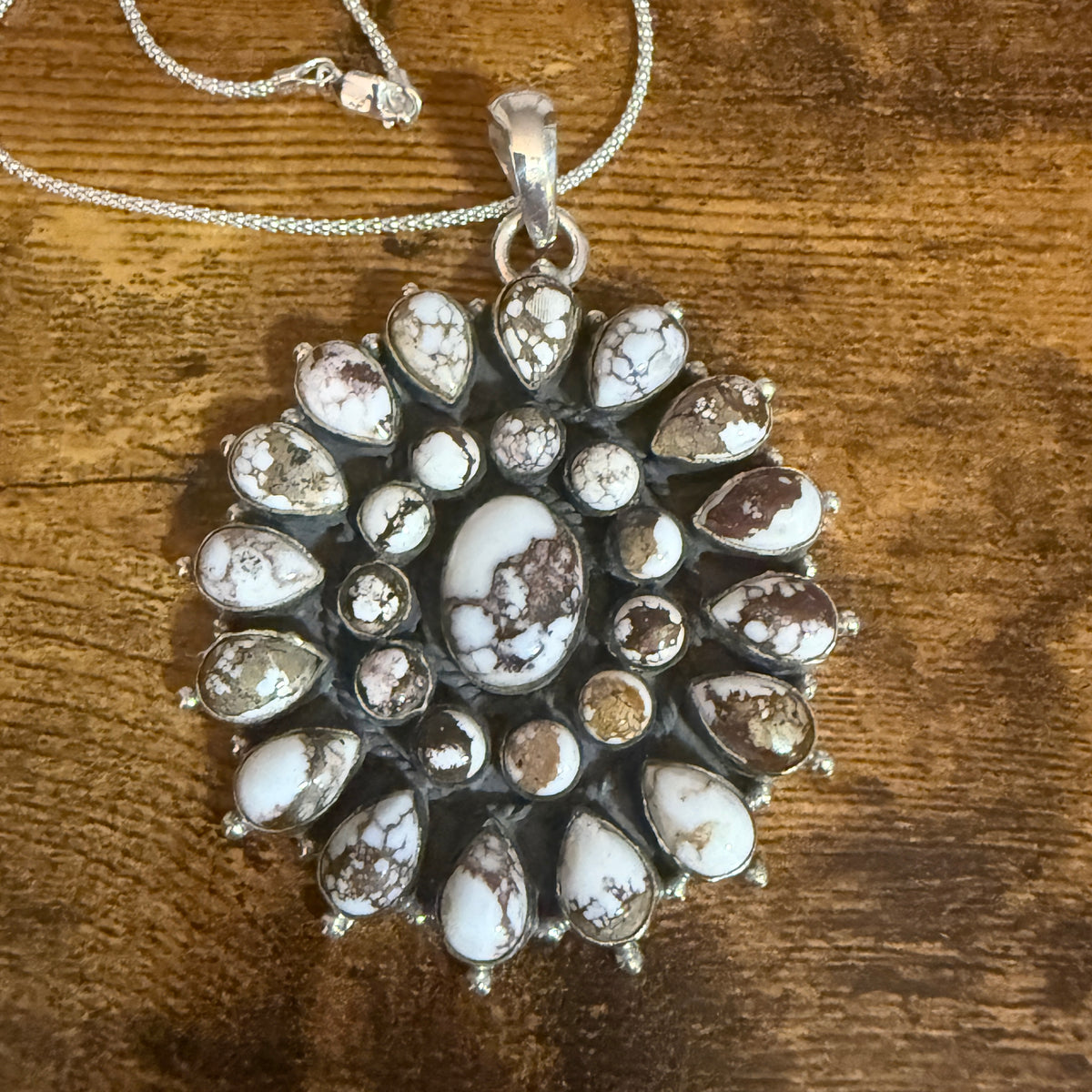 Southwestern Wild Horse Jasper Navajo Sterling Silver Pendant Necklace Silver Elegant