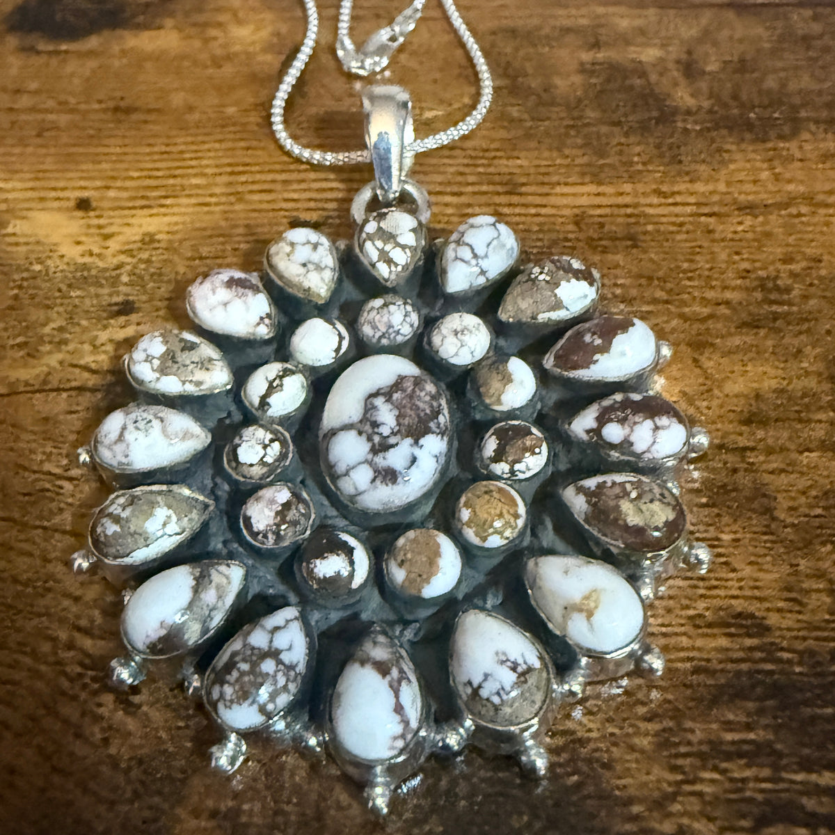 Southwestern Wild Horse Jasper Navajo Sterling Silver Pendant Necklace Silver Elegant