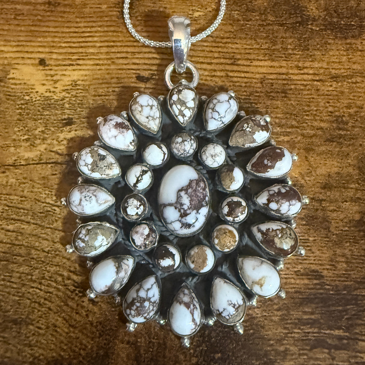 Southwestern Wild Horse Jasper Navajo Sterling Silver Pendant Necklace Silver Elegant