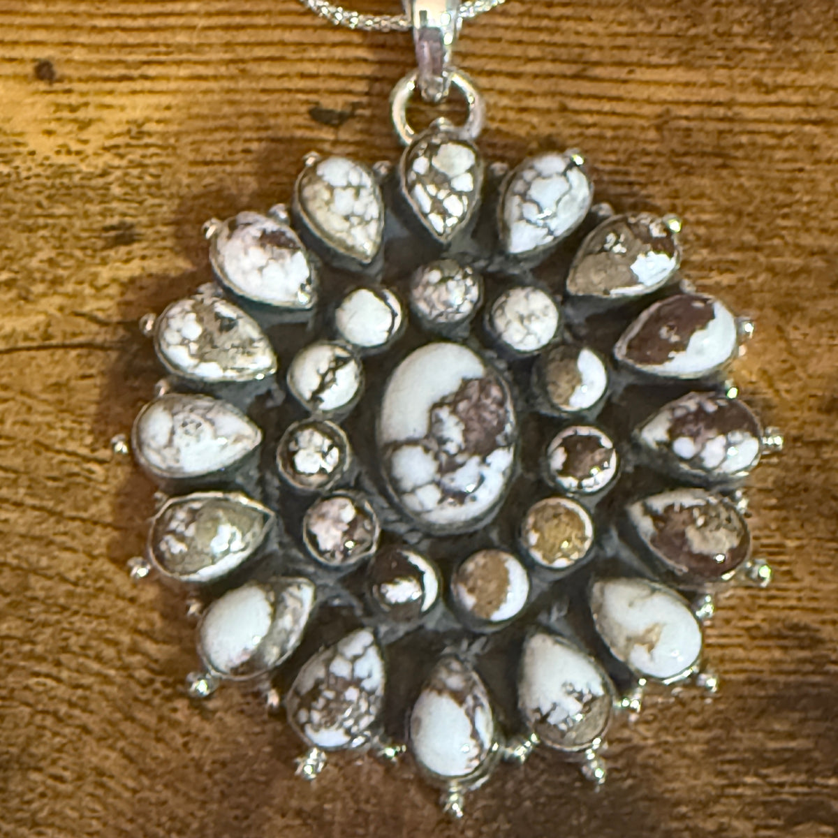 Southwestern Wild Horse Jasper Navajo Sterling Silver Pendant Necklace Silver Elegant