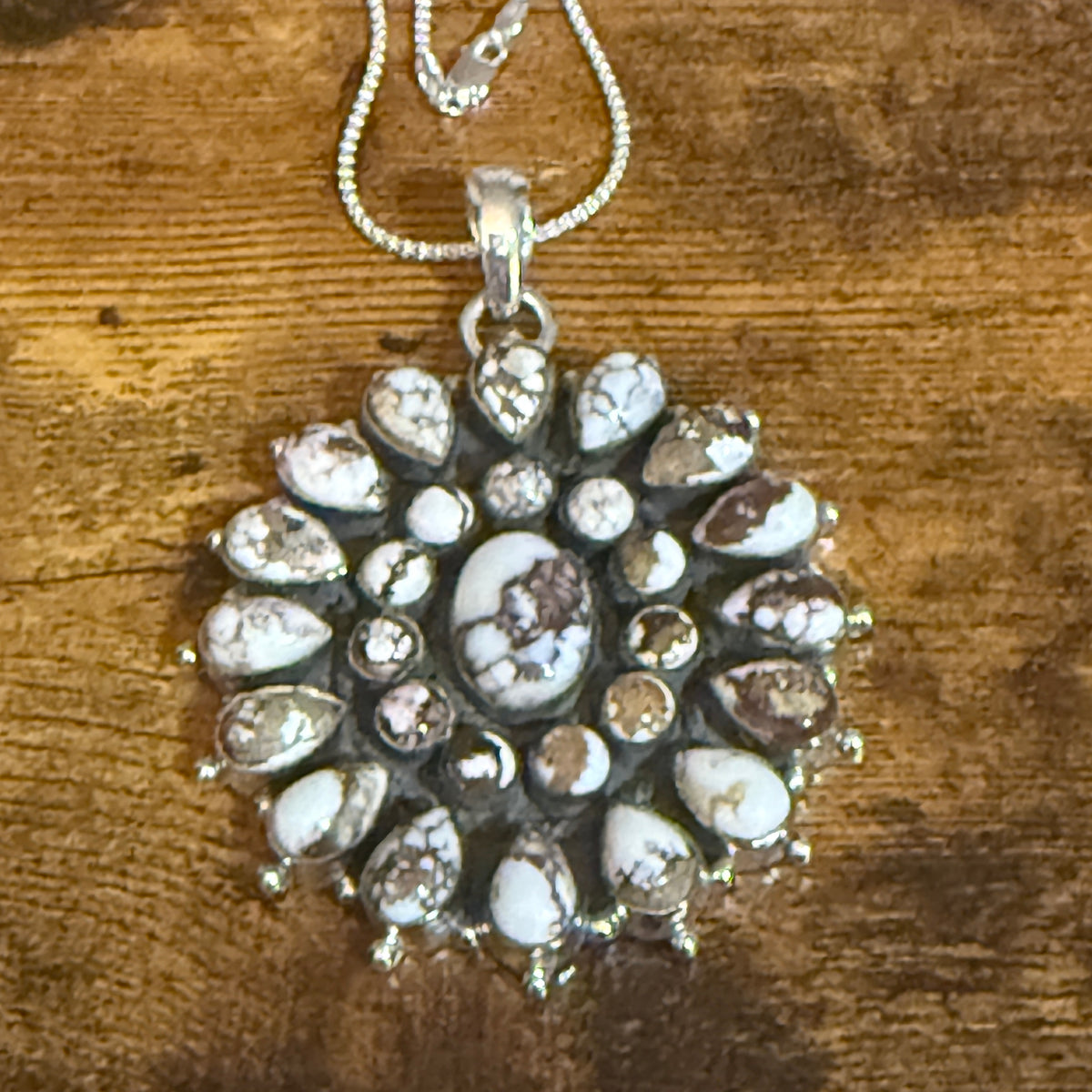 Southwestern Wild Horse Jasper Navajo Sterling Silver Pendant Necklace Silver Elegant