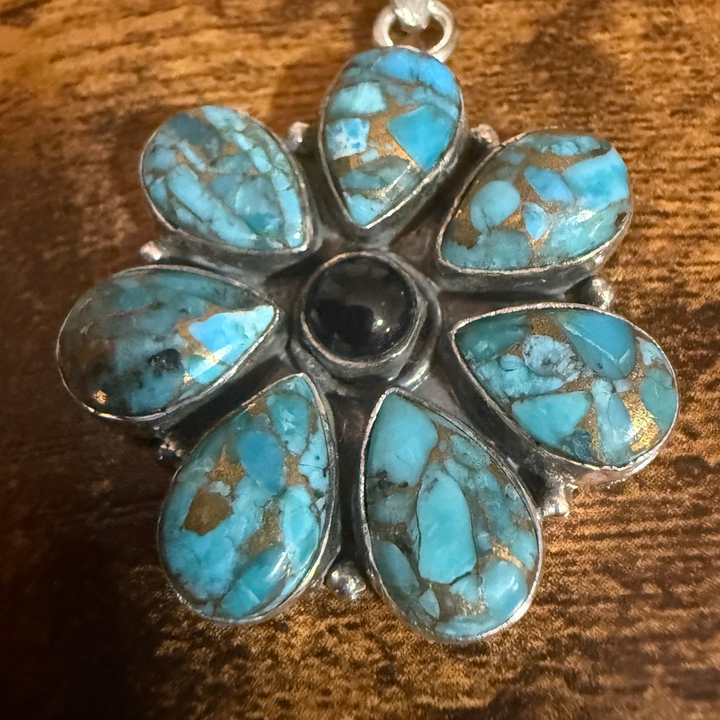 Blue Copper Turquoise Gemstone Pendant Necklace 925 Sterling Silver Handmade Silver Elegant