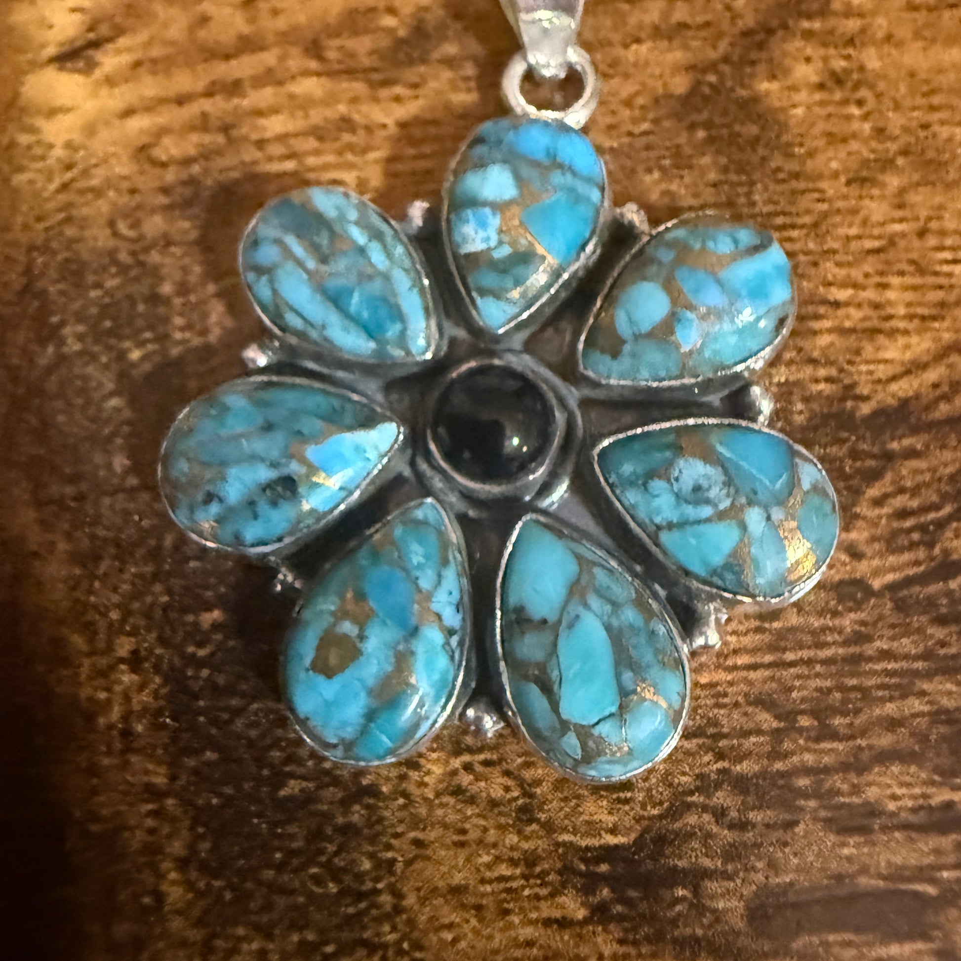 Blue Copper Turquoise Gemstone Pendant Necklace 925 Sterling Silver Handmade Silver Elegant