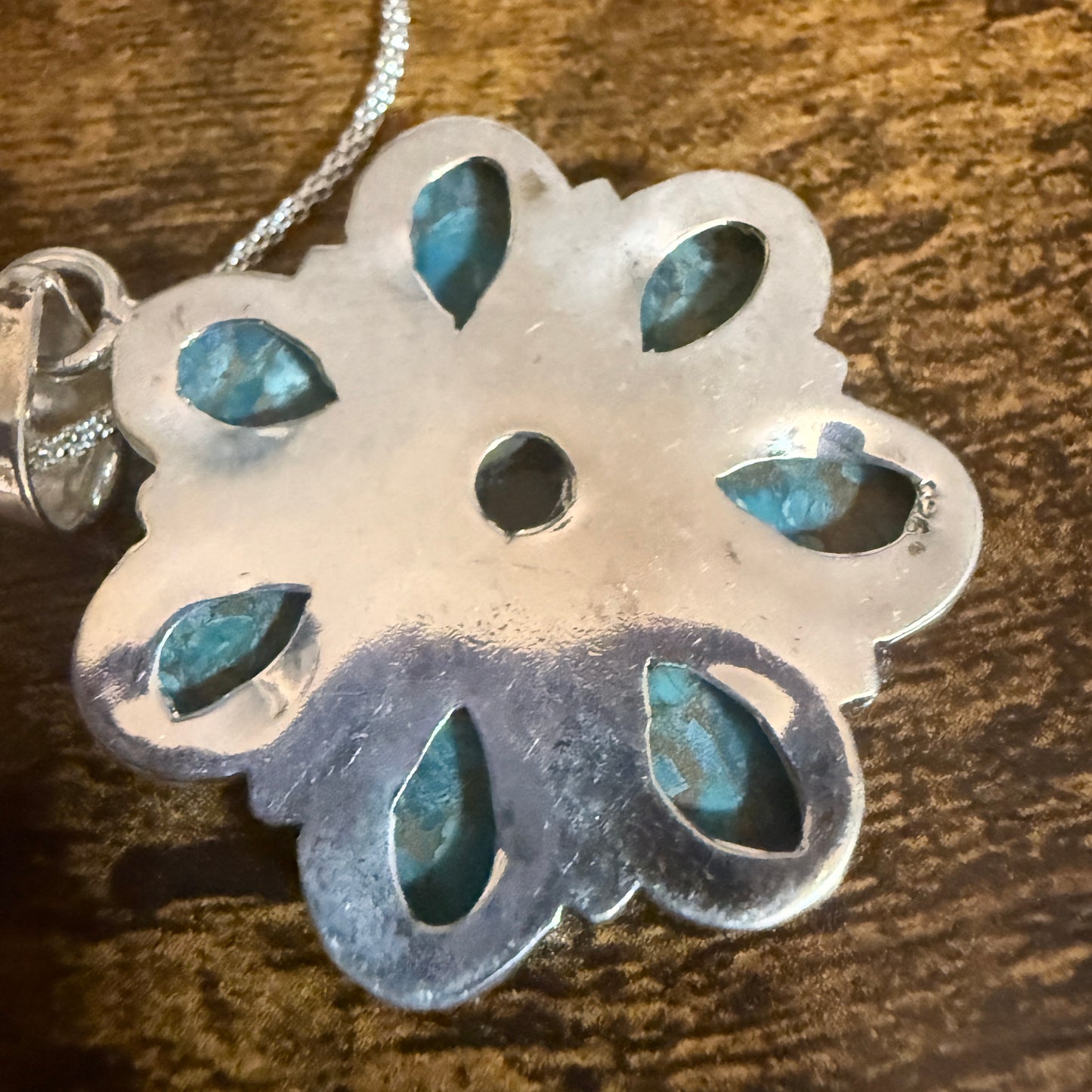 Blue Copper Turquoise Gemstone Pendant Necklace 925 Sterling Silver Handmade Silver Elegant