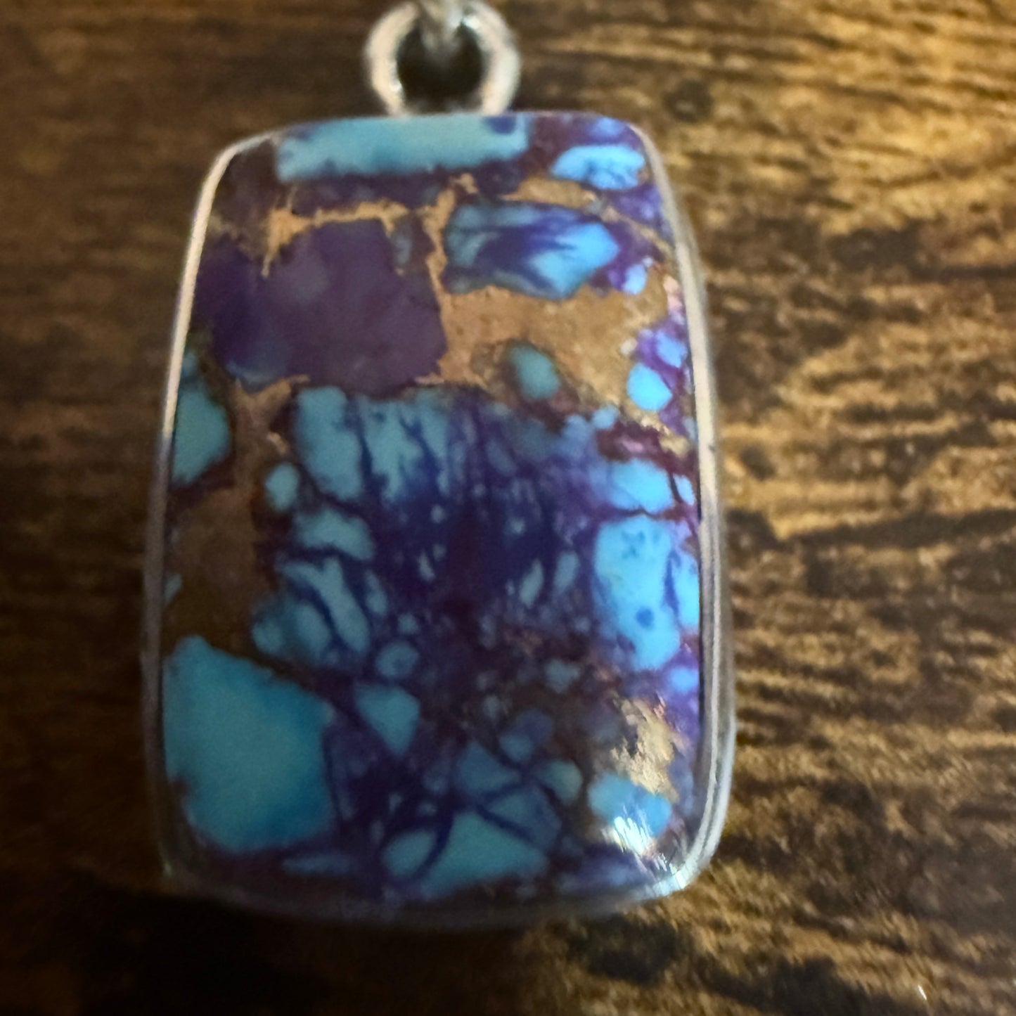 Kingman Purple Dahlia Turquoise Pendant Necklace 925 Sterling Silver 18In Chain Silver Elegant