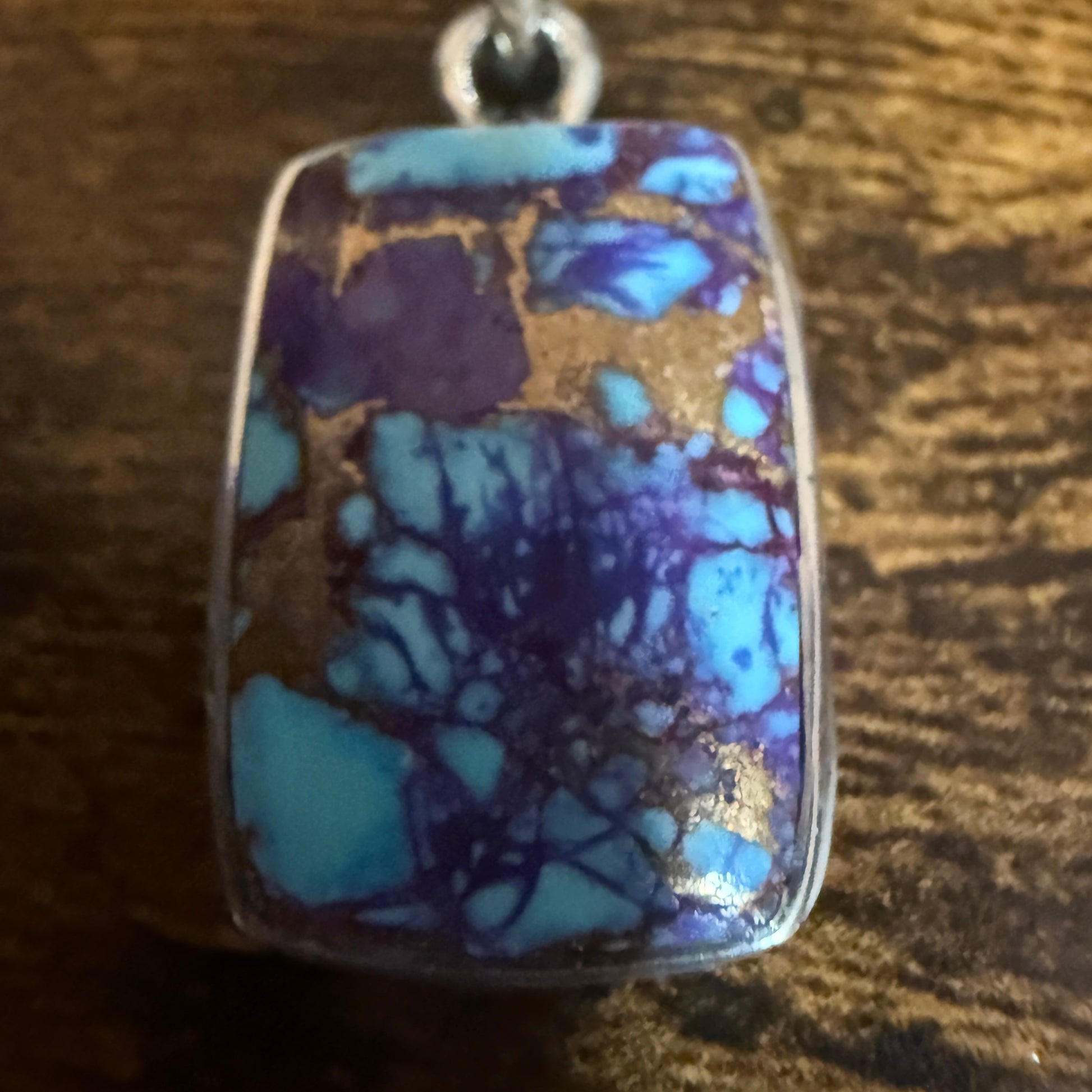 Kingman Purple Dahlia Turquoise Pendant Necklace 925 Sterling Silver 18In Chain Silver Elegant