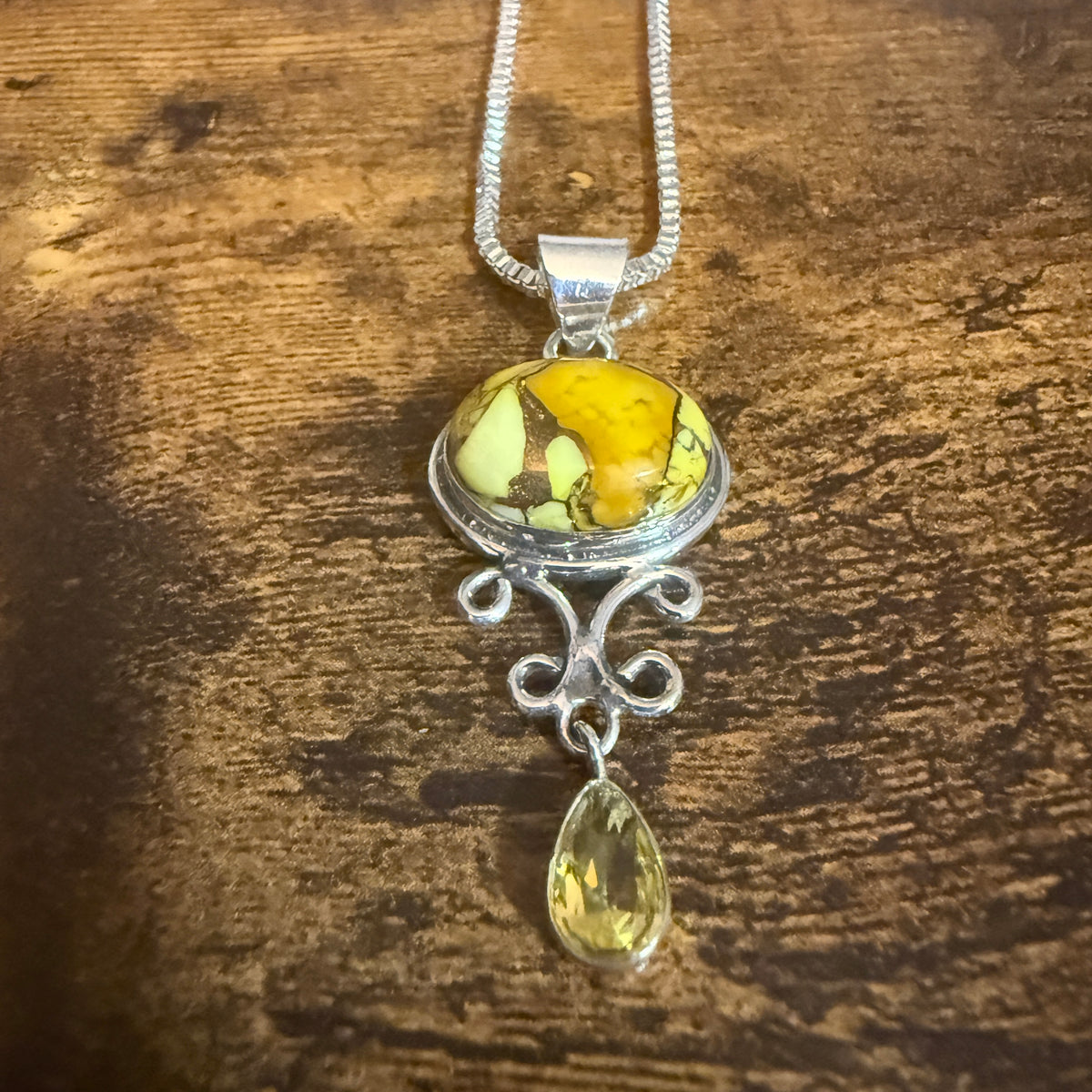 Honey Rose Dahlia Gemstone Pendant Necklace 925 Sterling Silver 20 Inch Silver Elegant