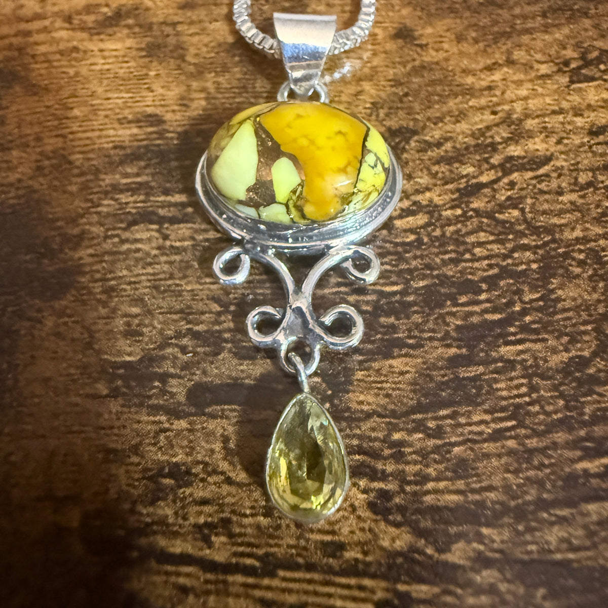 Honey Rose Dahlia Gemstone Pendant Necklace 925 Sterling Silver 20 Inch Silver Elegant