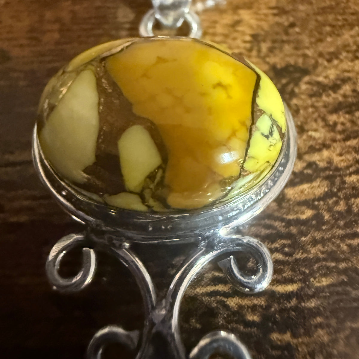 Honey Rose Dahlia Gemstone Pendant Necklace 925 Sterling Silver 20 Inch Silver Elegant