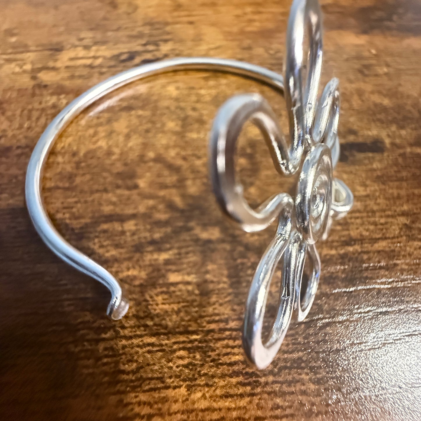 Silver Plated Daisy Brass Bangle Bracelet Handmade By Artisans Silver Elegant