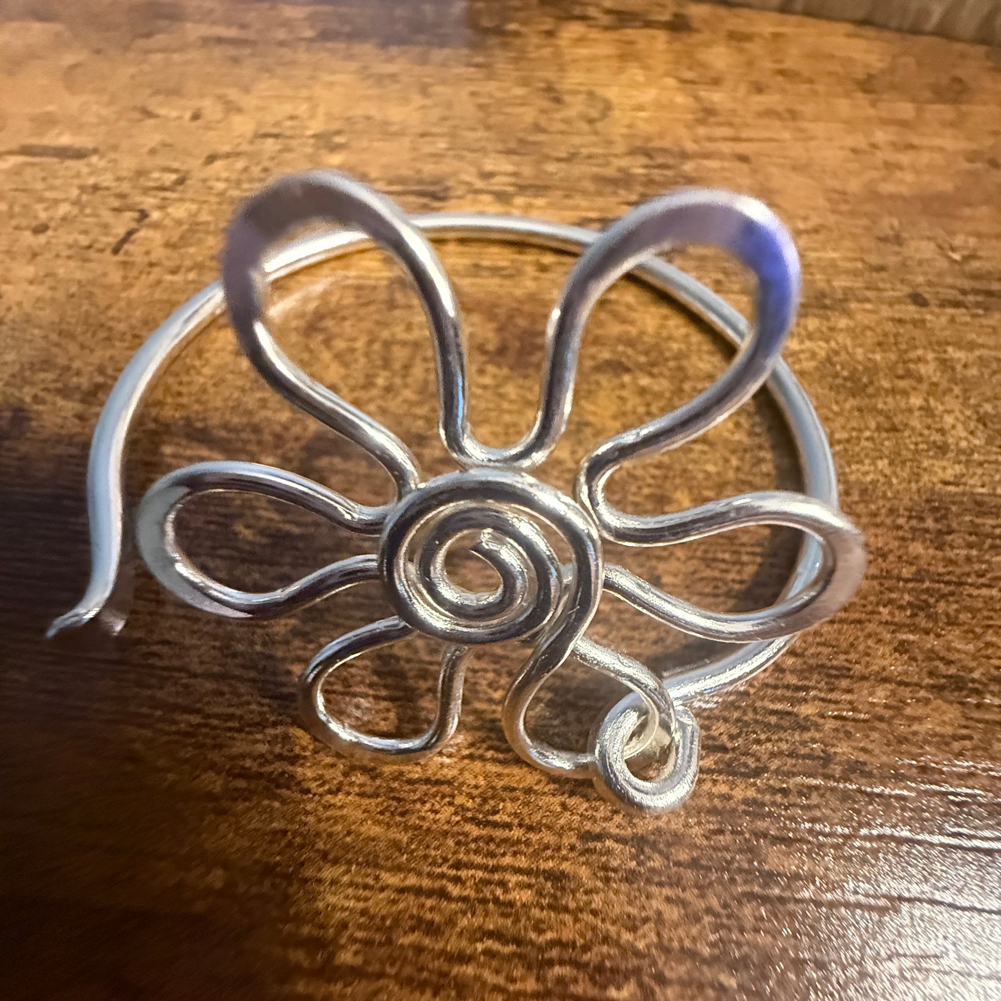 Silver Plated Daisy Brass Bangle Bracelet Handmade By Artisans Silver Elegant