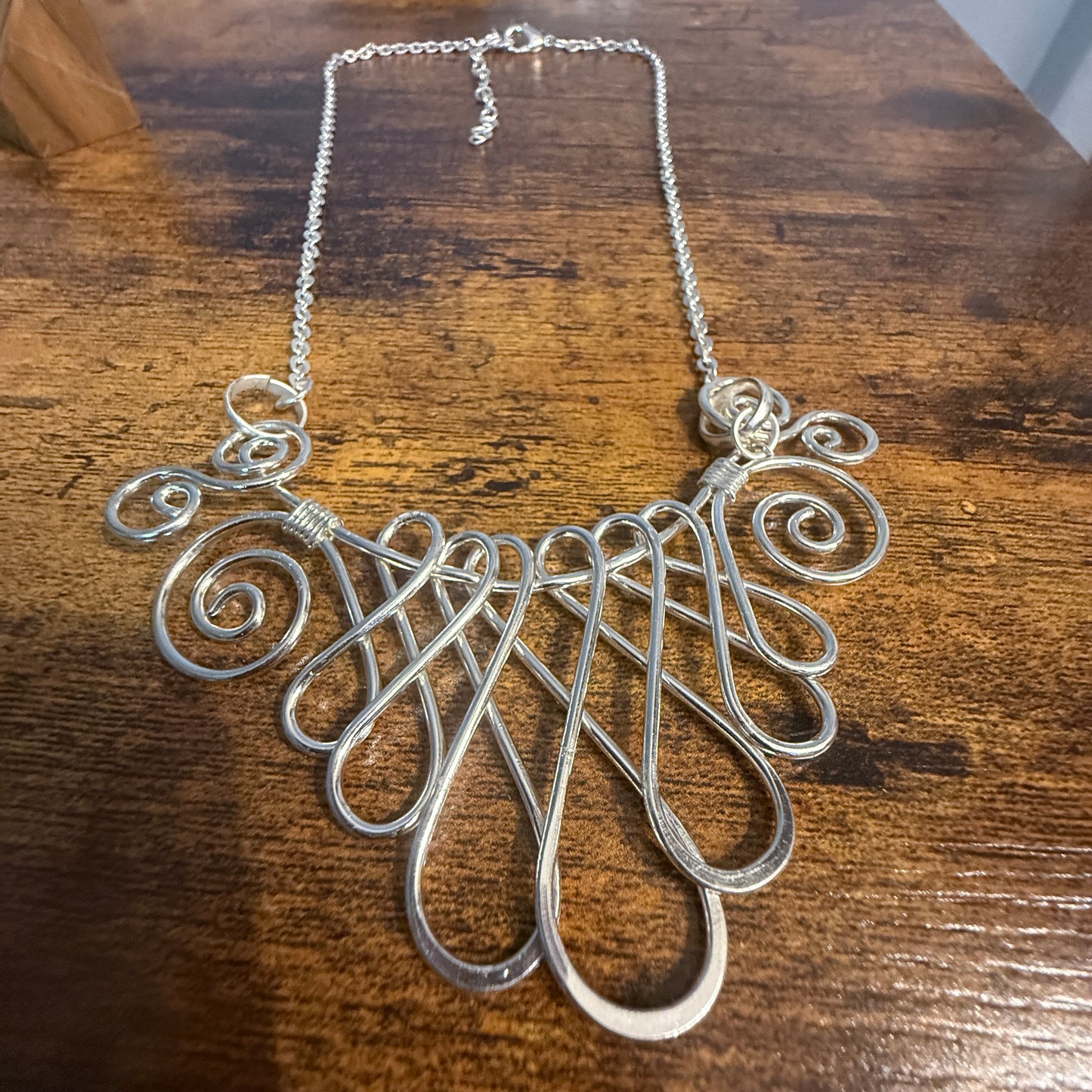 Handmade Collar Necklace, Floral Design, Silver Plated Necklace Anju Jewelry