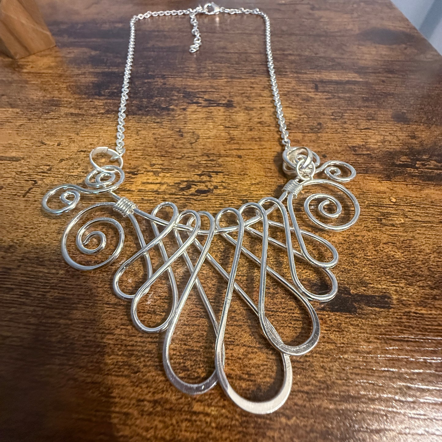 Handmade Collar Necklace, Floral Design, Silver Plated Necklace Anju Jewelry