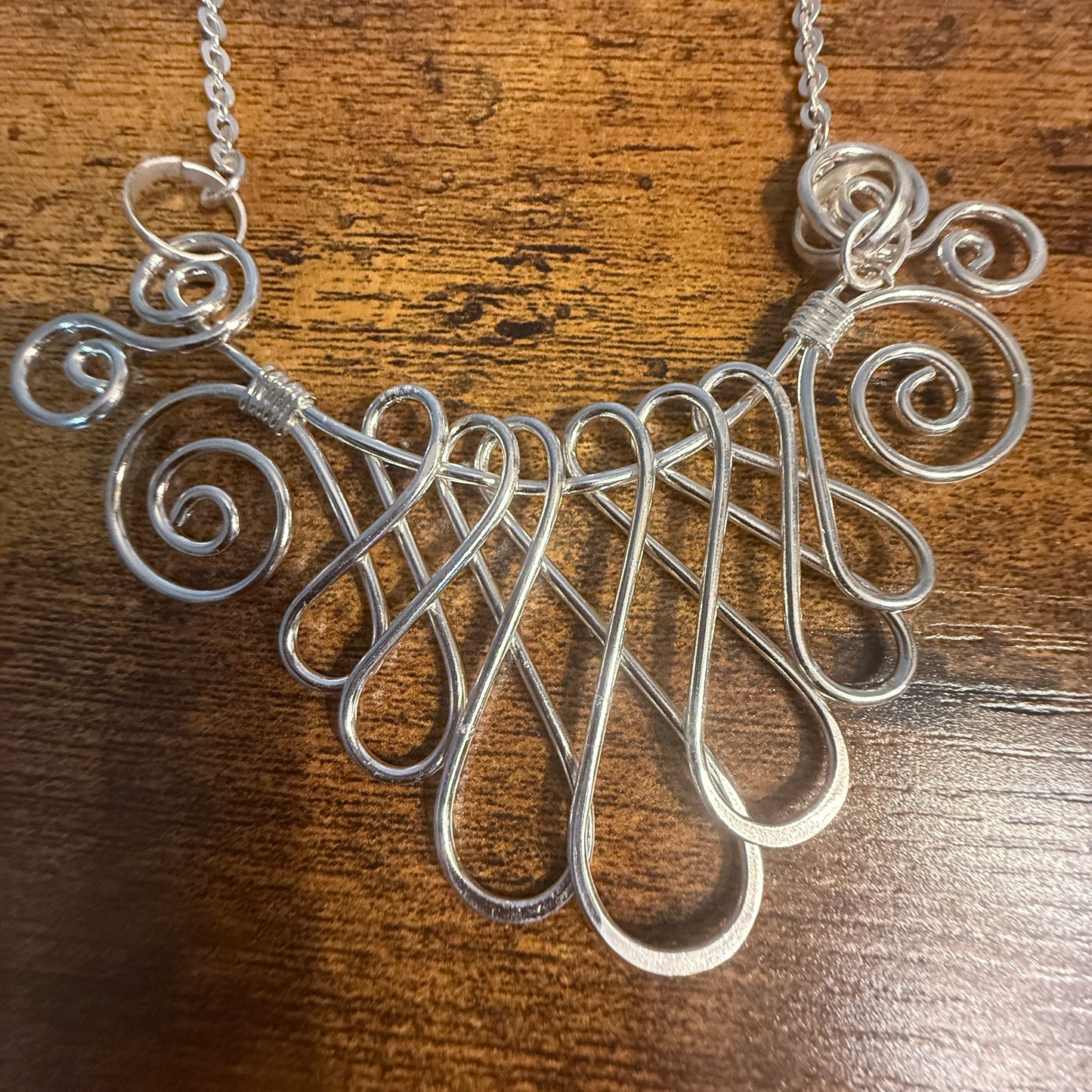 Handmade Collar Necklace, Floral Design, Silver Plated Necklace Anju Jewelry