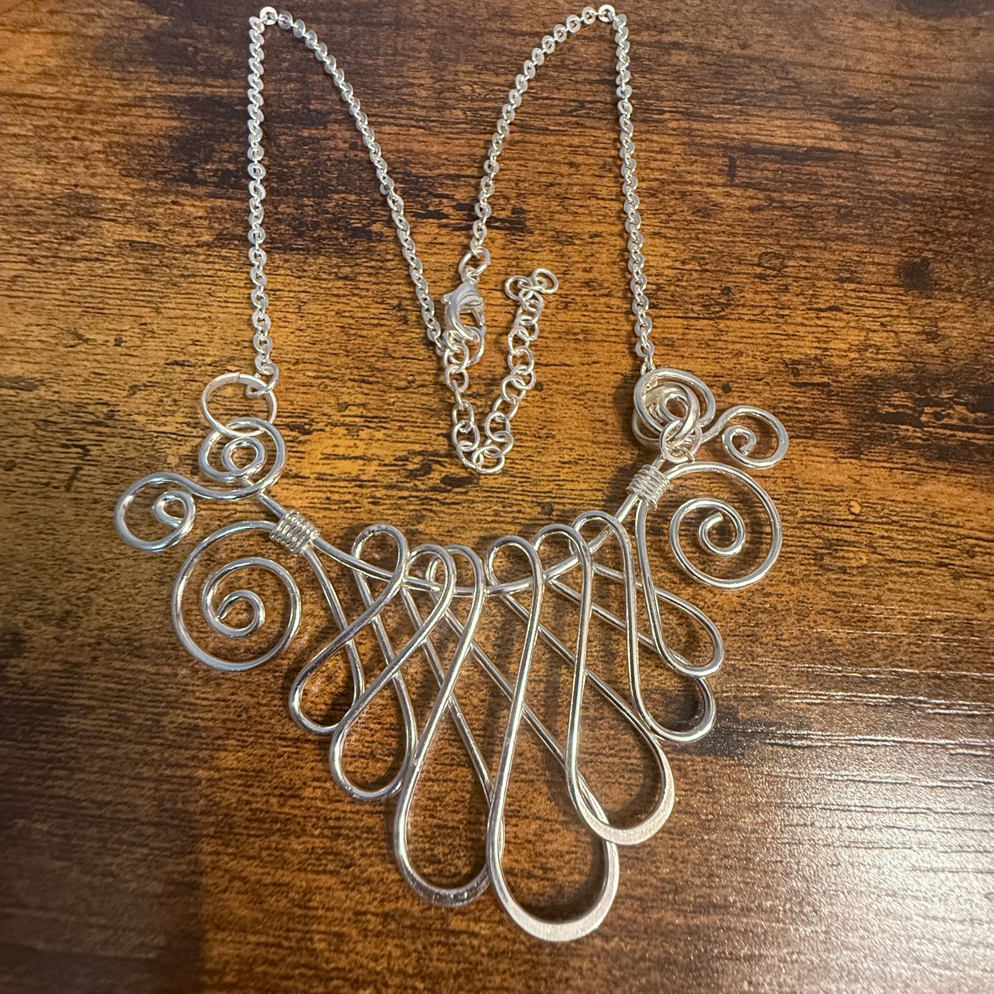 Handmade Collar Necklace, Floral Design, Silver Plated Necklace Anju Jewelry