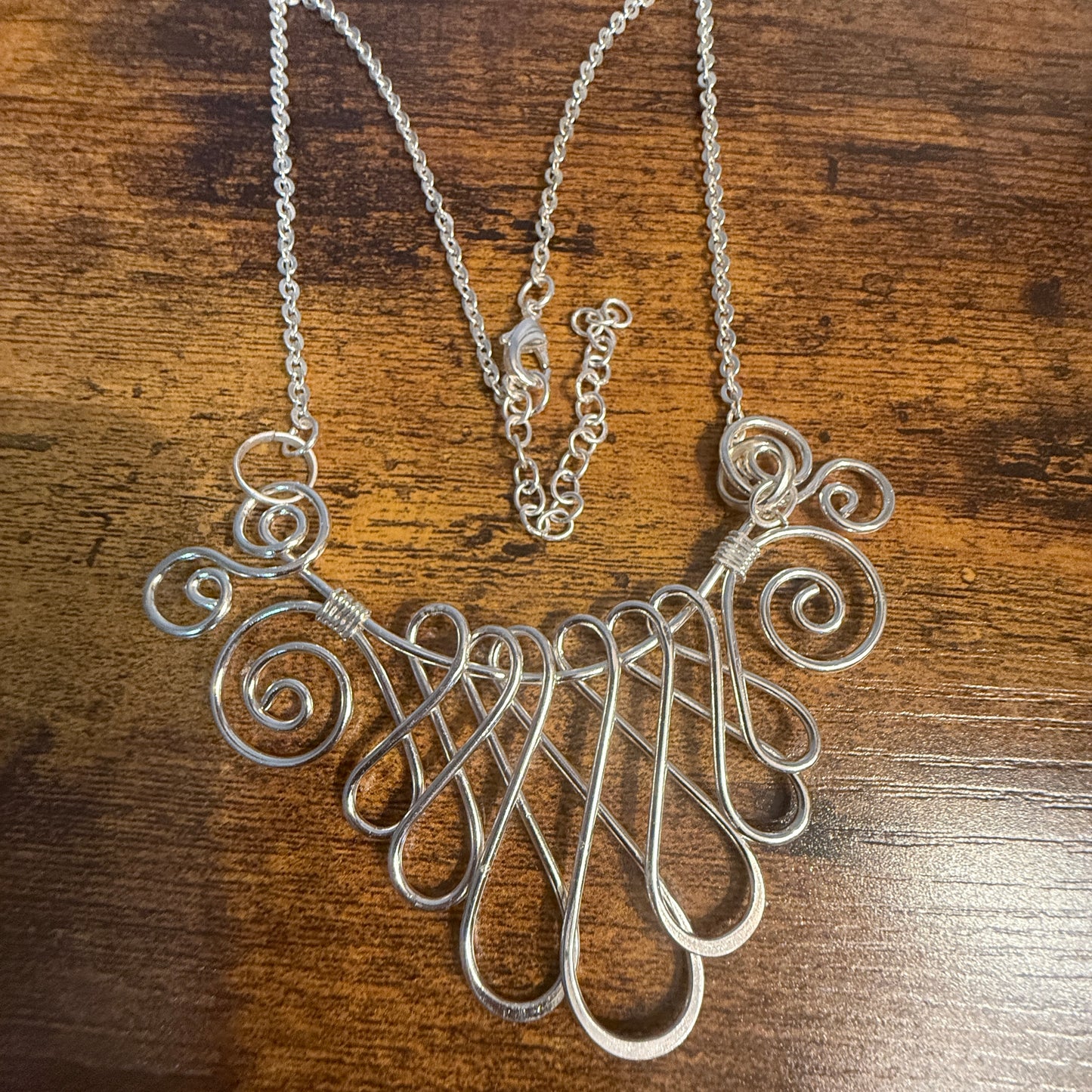 Handmade Collar Necklace, Floral Design, Silver Plated Necklace Anju Jewelry