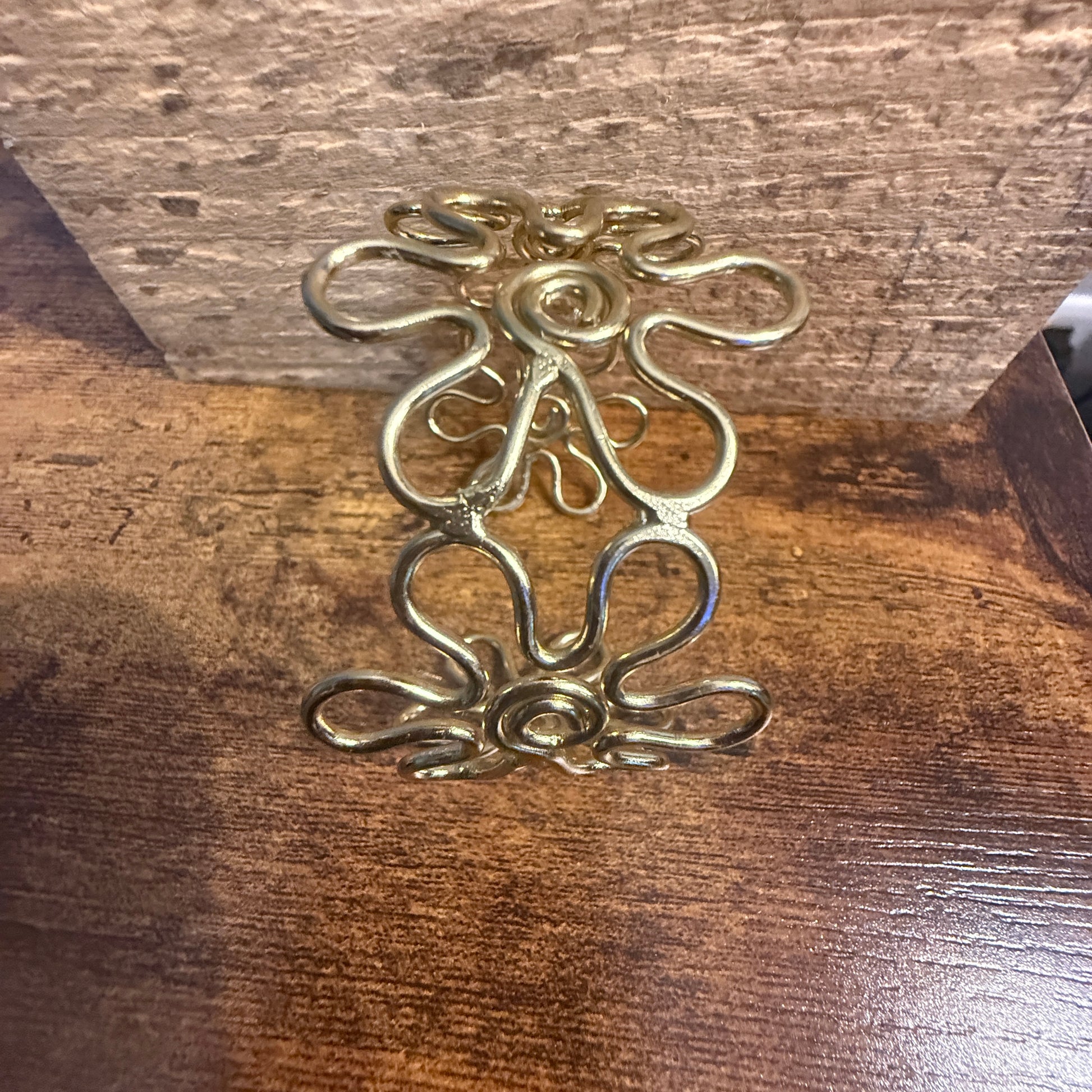 Gold Plated Floral Cuff With Intricate Botanical Design Anju Jewelry