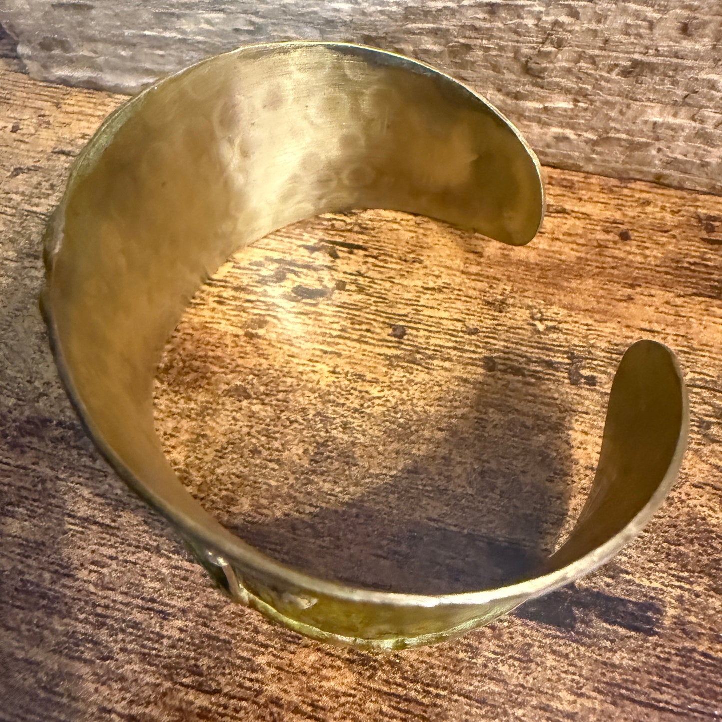 Brass Patina Cuff Bracelet Green Crosses Handcrafted Statement Jewelry Anju Jewelry