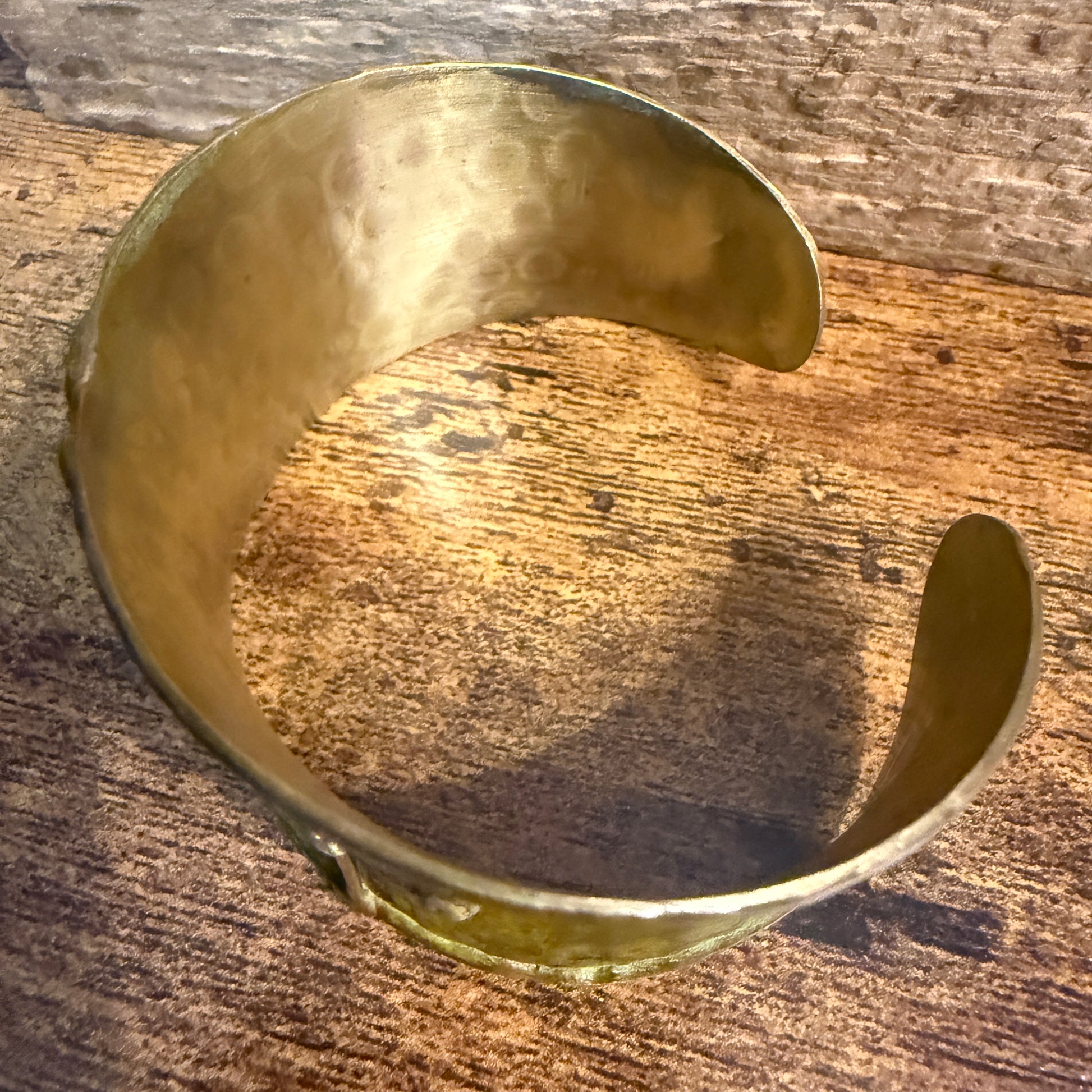 Brass Patina Cuff Bracelet Green Crosses Handcrafted Statement Jewelry Anju Jewelry