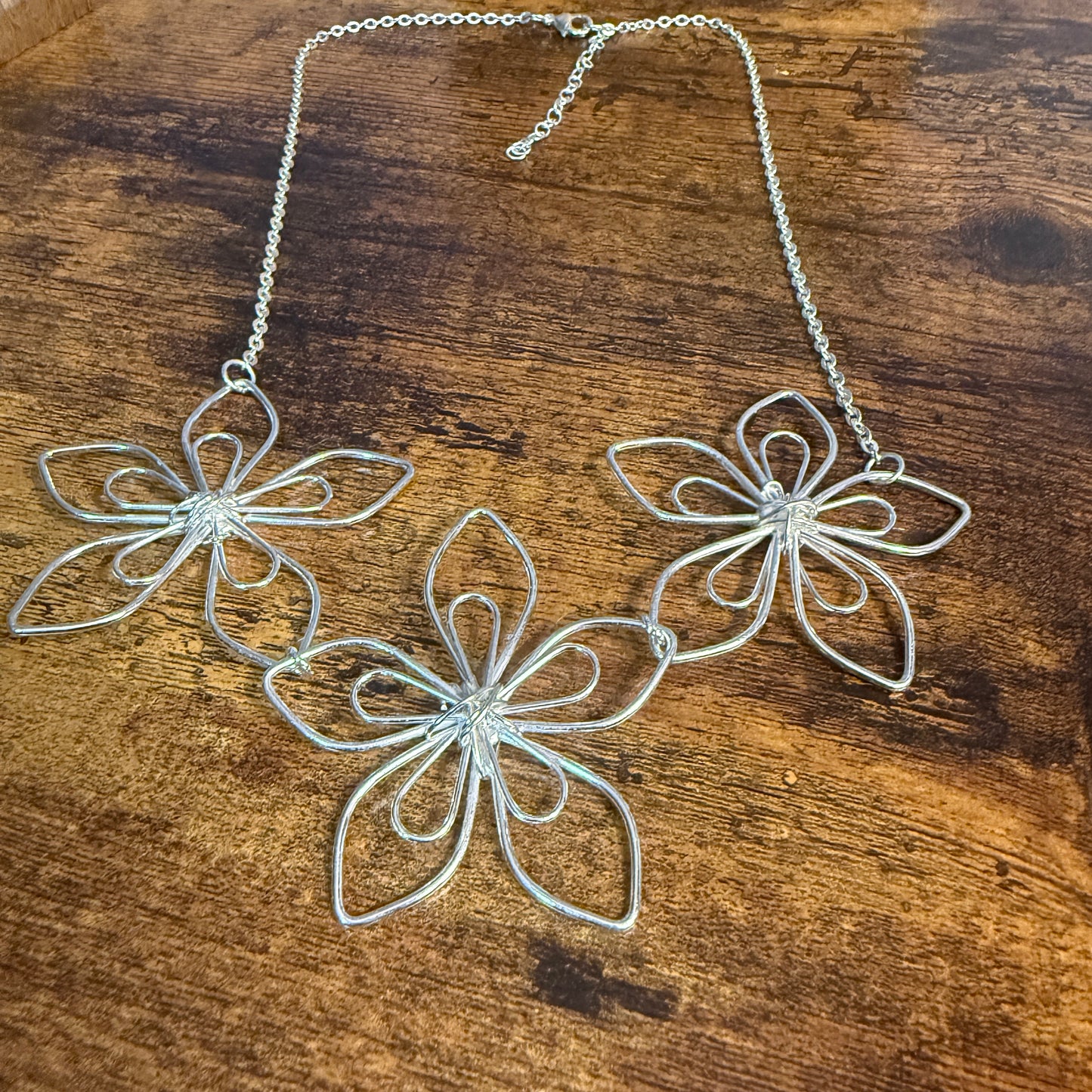 Handcrafted Floral Blooming Petals Silver Necklace With Anti Tarnish Coating Anju Jewelry
