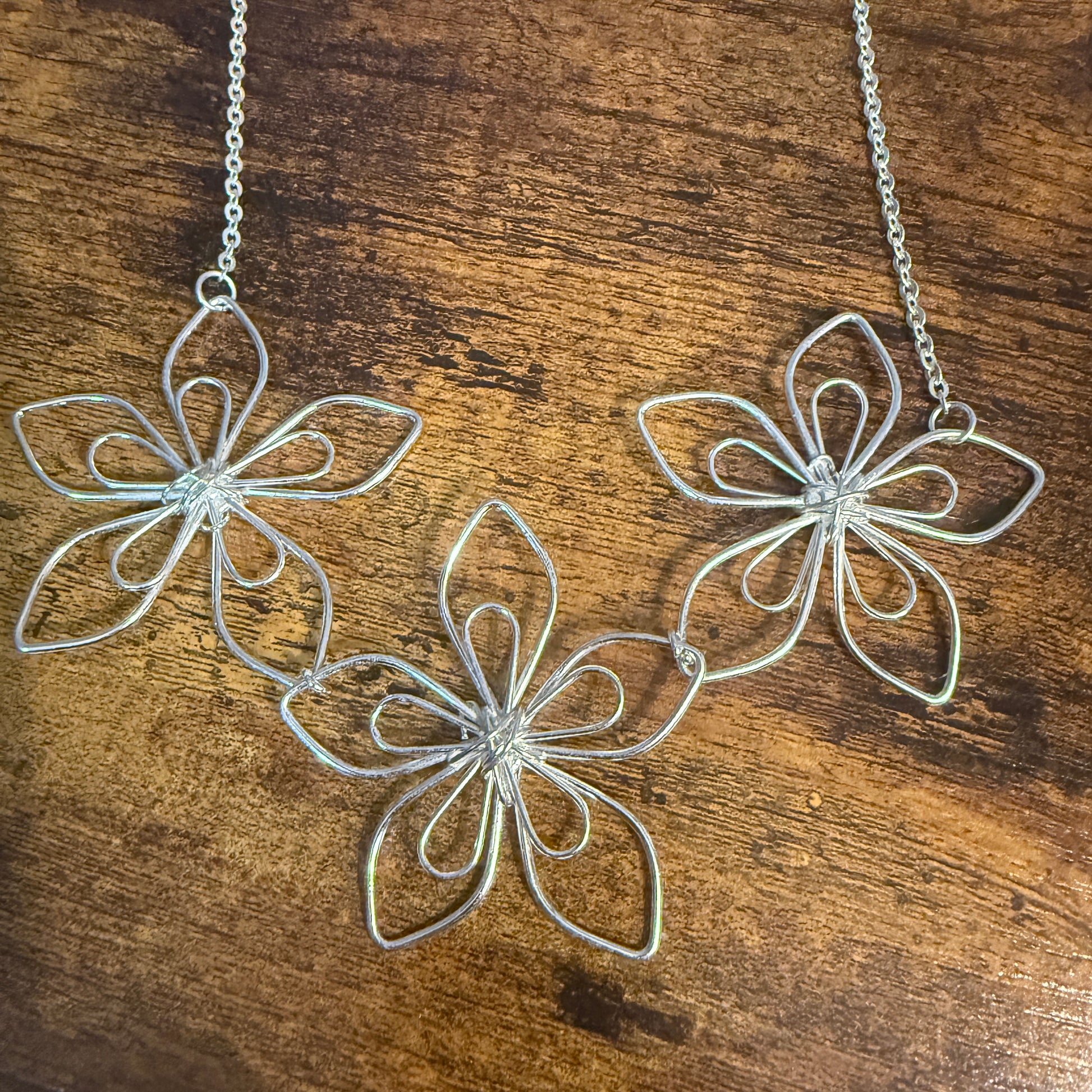 Handcrafted Floral Blooming Petals Silver Necklace With Anti Tarnish Coating Anju Jewelry