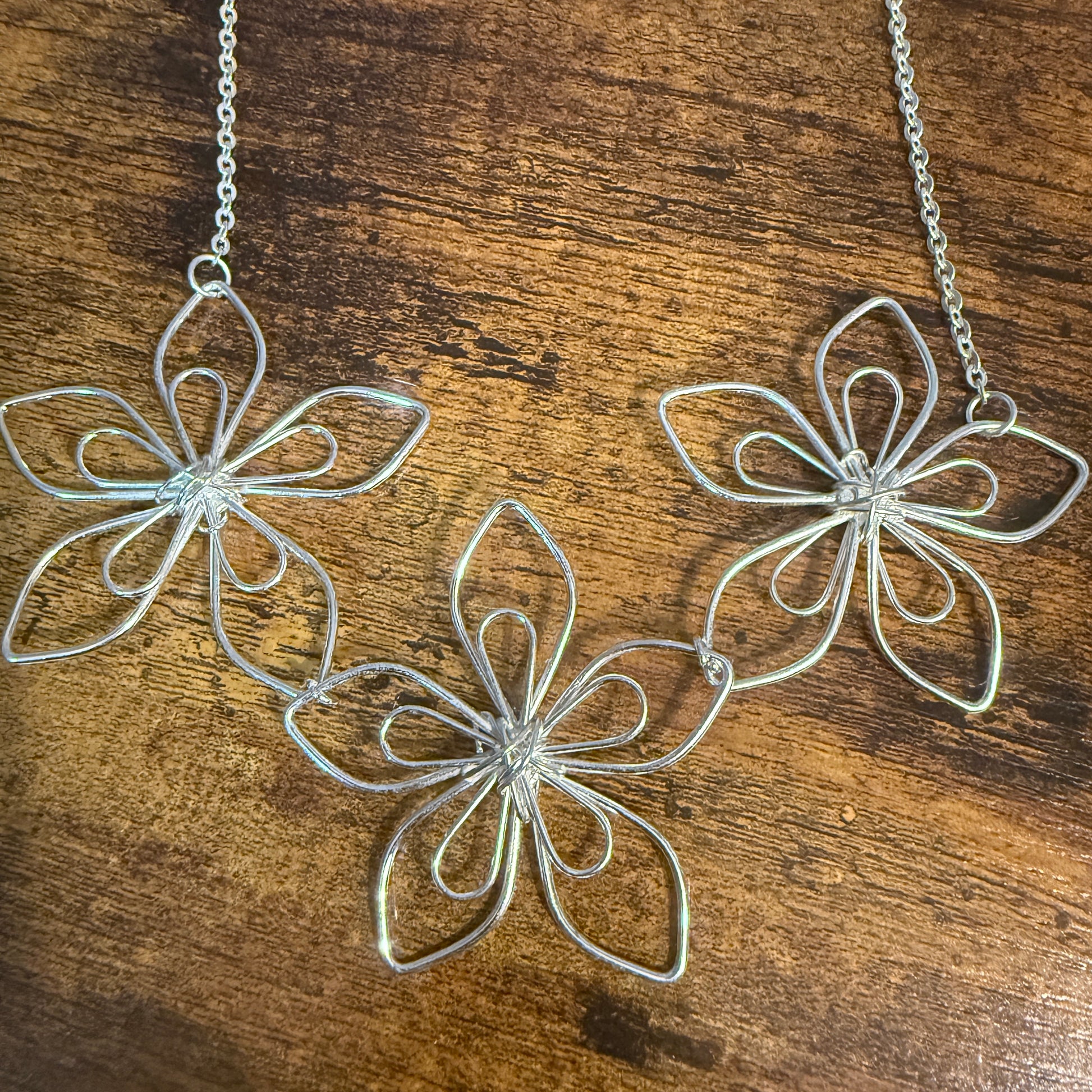 Handcrafted Floral Blooming Petals Silver Necklace With Anti Tarnish Coating Anju Jewelry