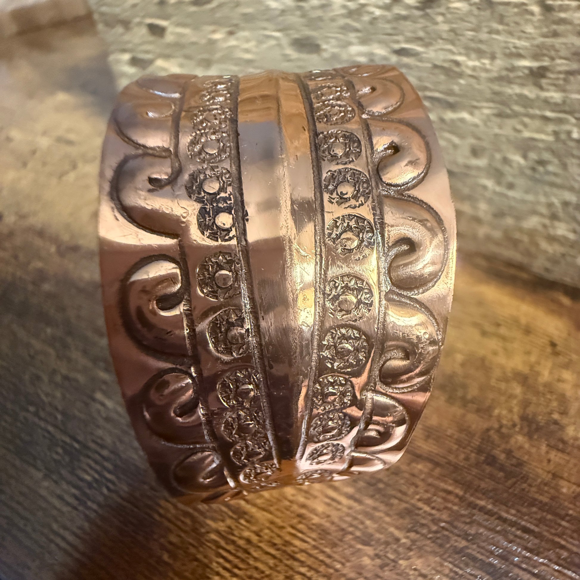 Ocean Wave Copper Cuff With Scrollwork Handcrafted Jewelry Anju Jewelry
